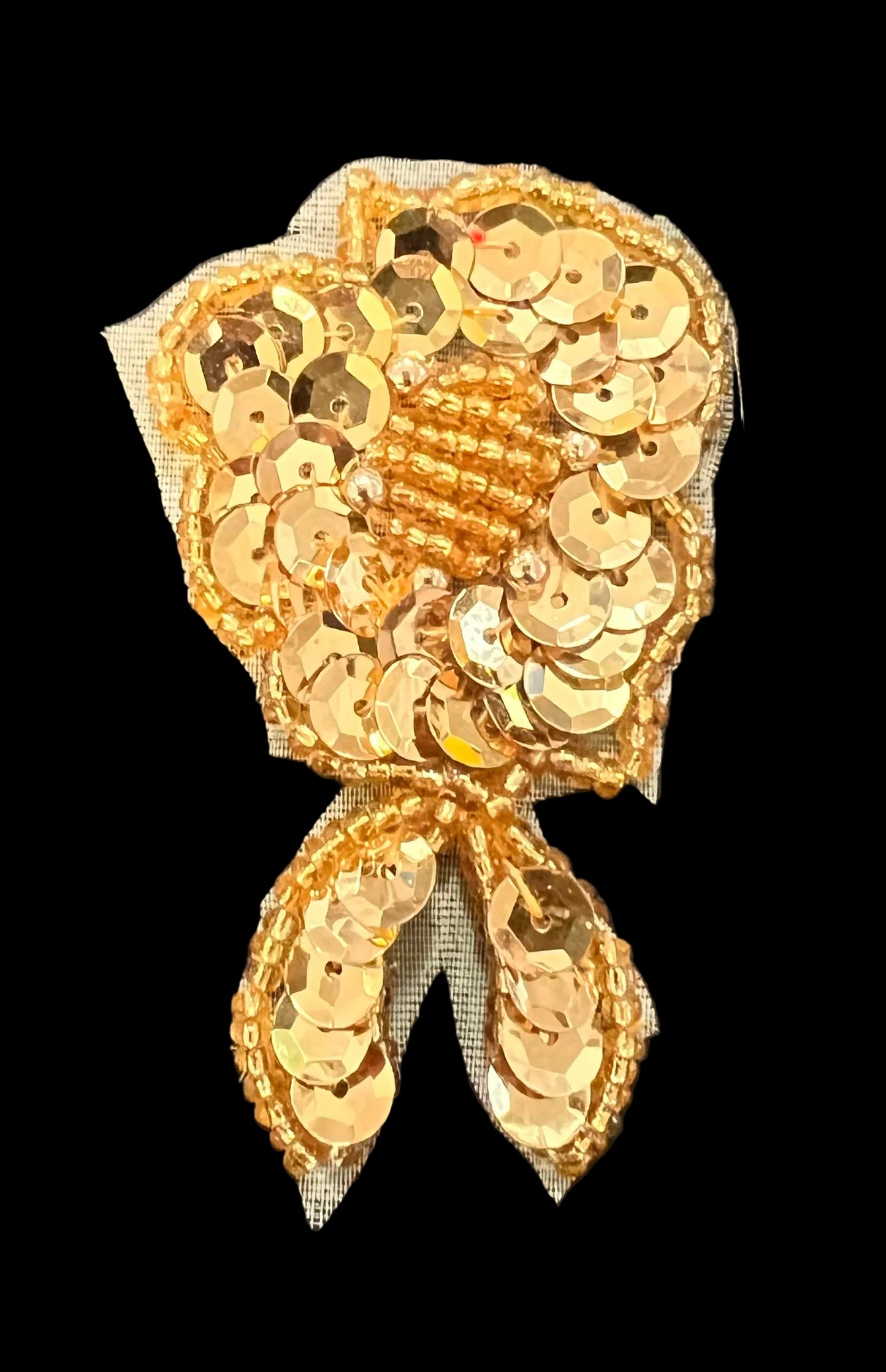 Flower with Gold Sequins and Beads 2.5" x 1.25"