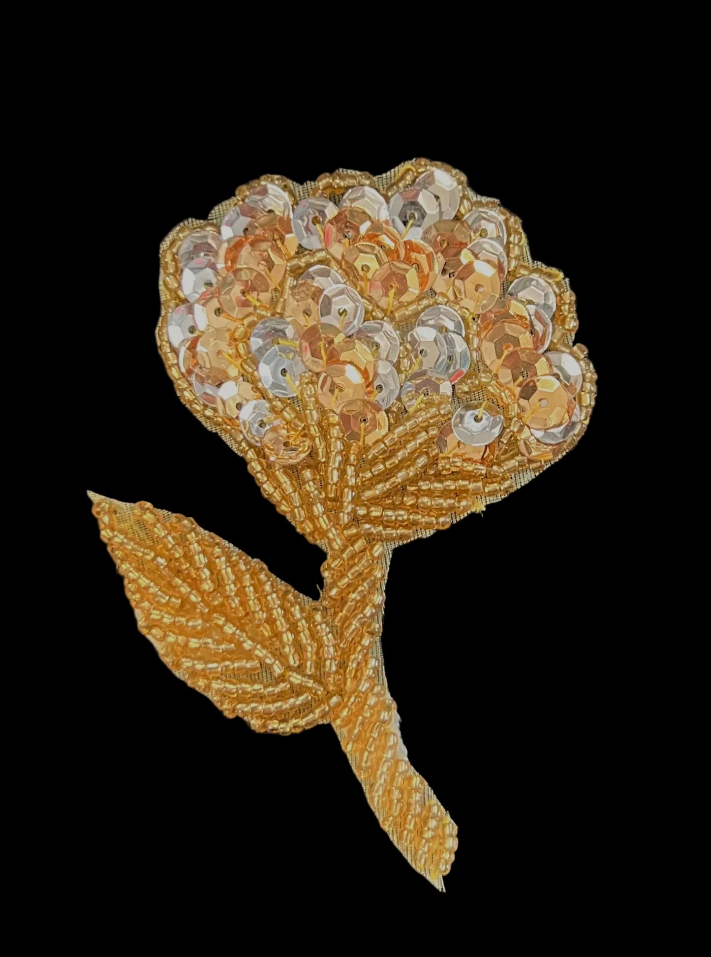 Flower with Gold and Silver Sequins 3" x 3"