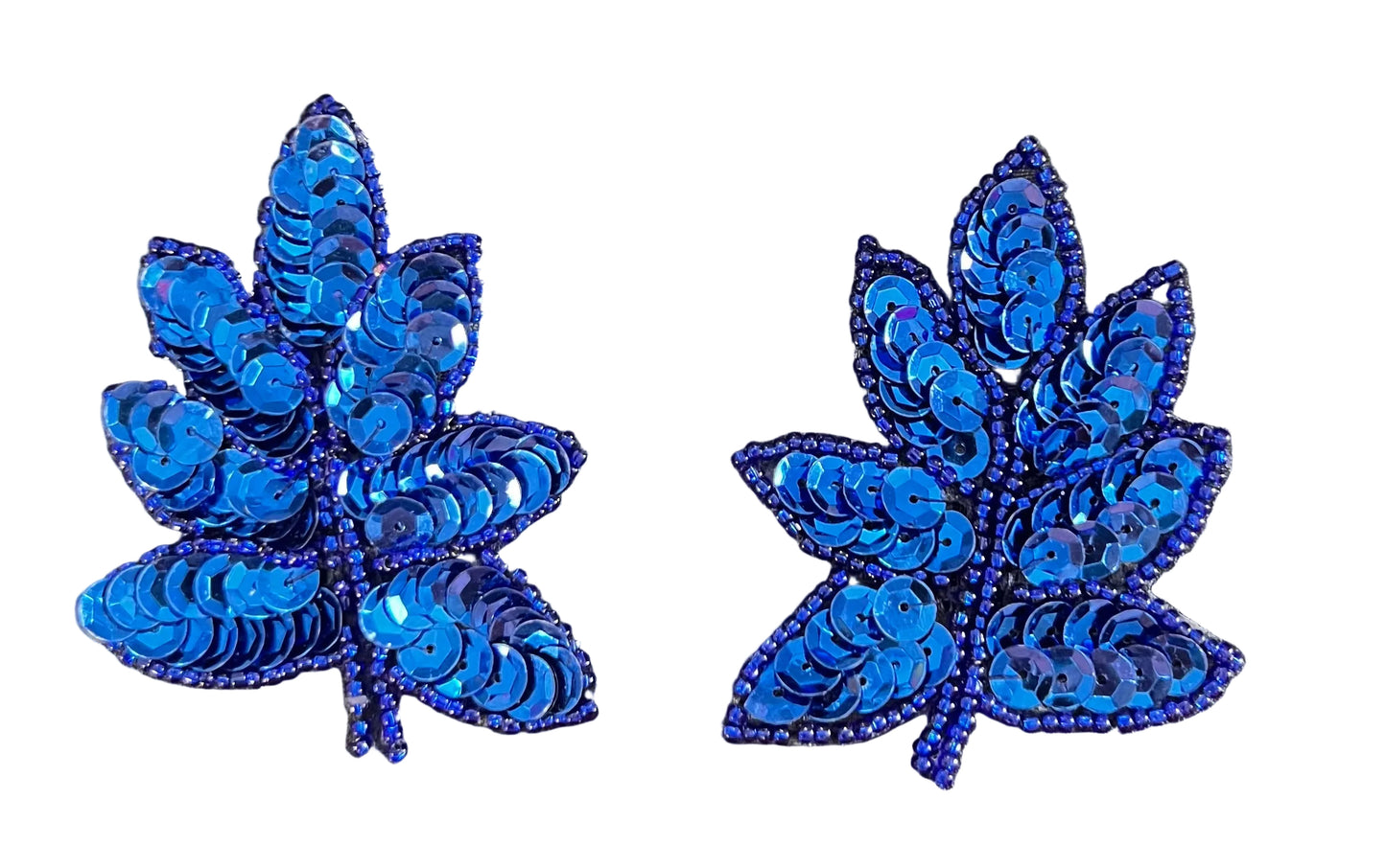 Hoja Par o Individual con Lentejuelas y Cuentas Azul Rey 2" X 1.5"