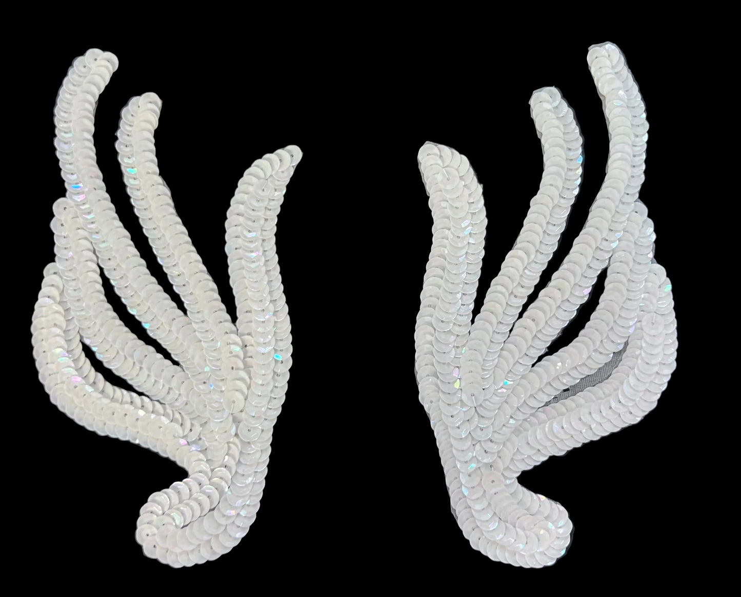 Leaf - White Sequins 5.5” x 4.25”
