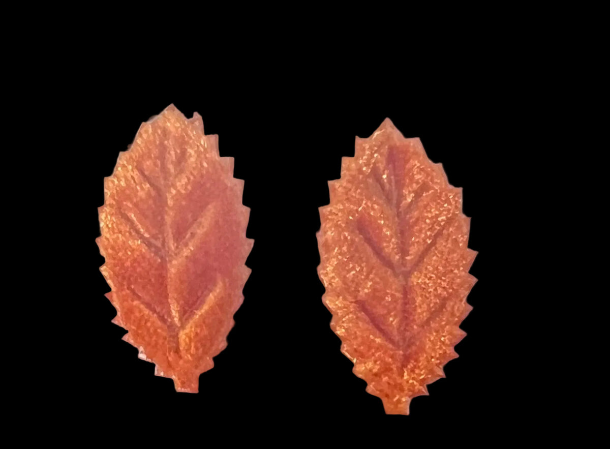 Leaf Pair - Orange Velvet 1" x .5”