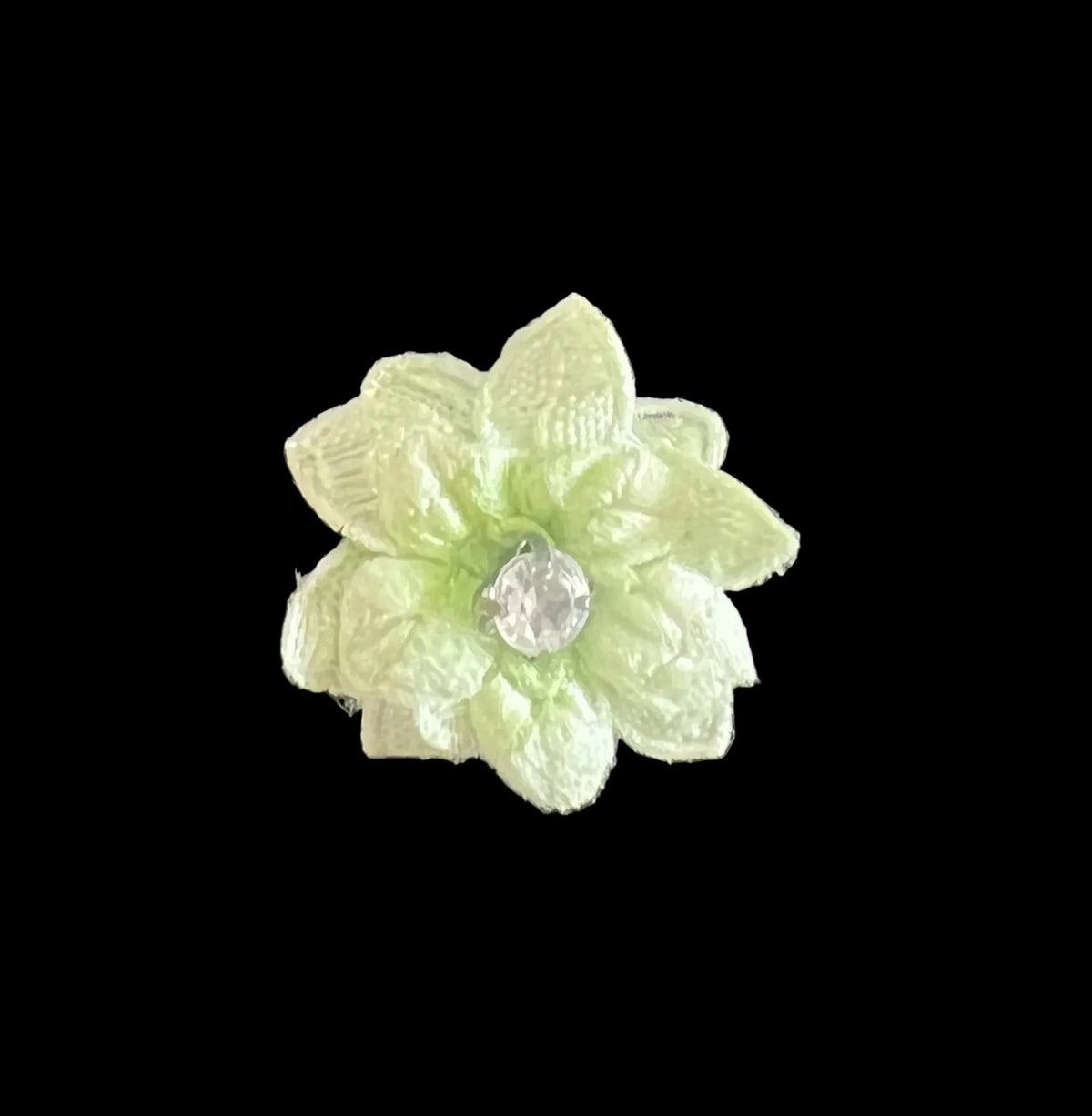 Flower - Embroidered Light Mint - Rhinestone Center .75”