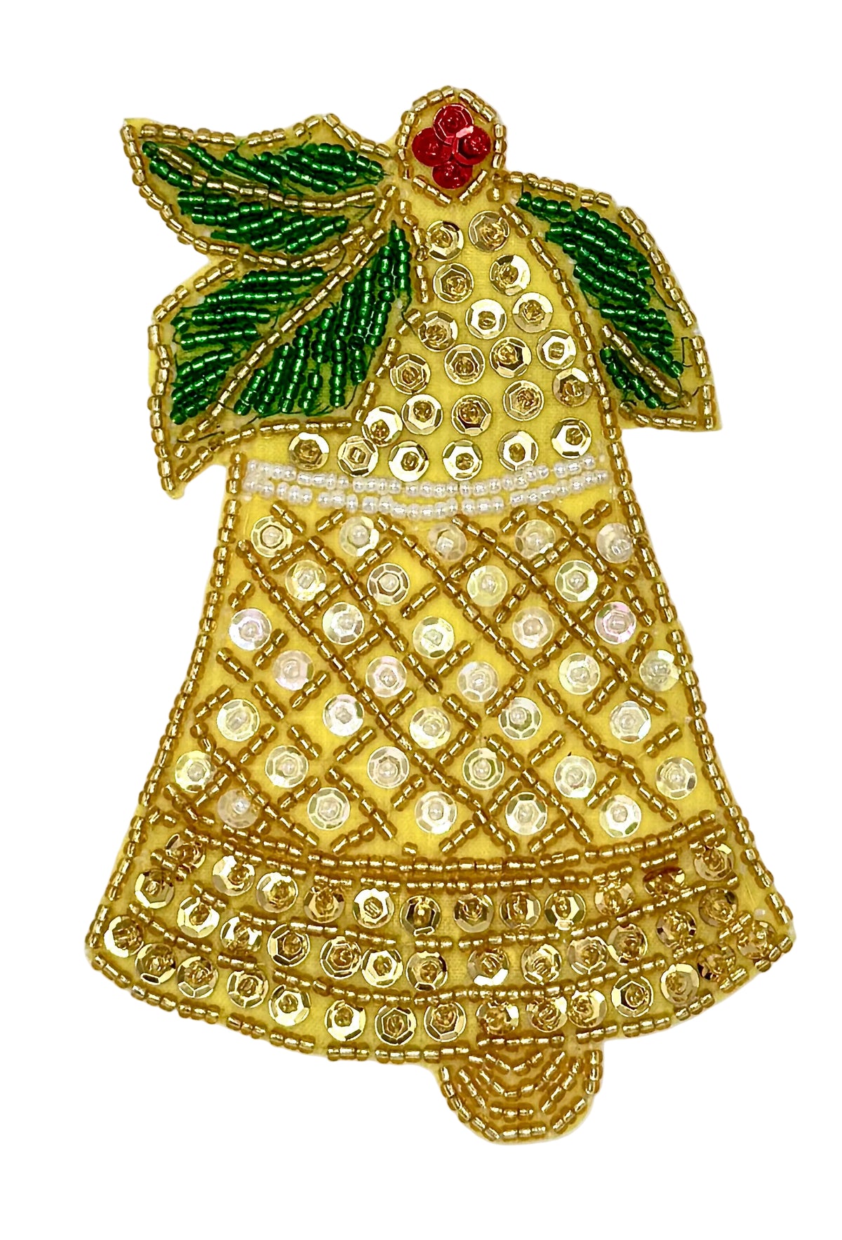 Christmas Bell with Sequins and Beads 4.5” x 3”