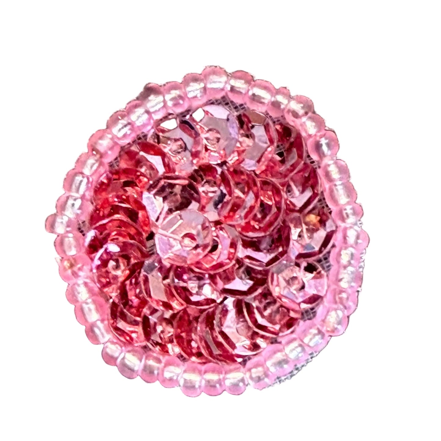 Punto con lentejuelas y abalorios rosas de 0,75 pulg.