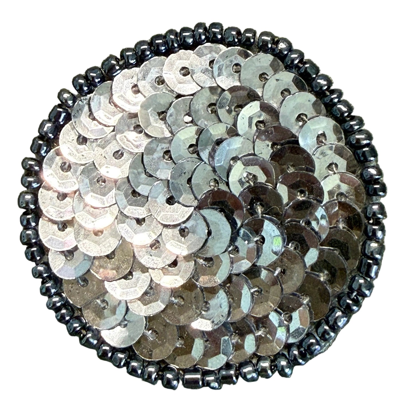 Dot Appliqué - Grey Sequins - Glass Beads 1.5"