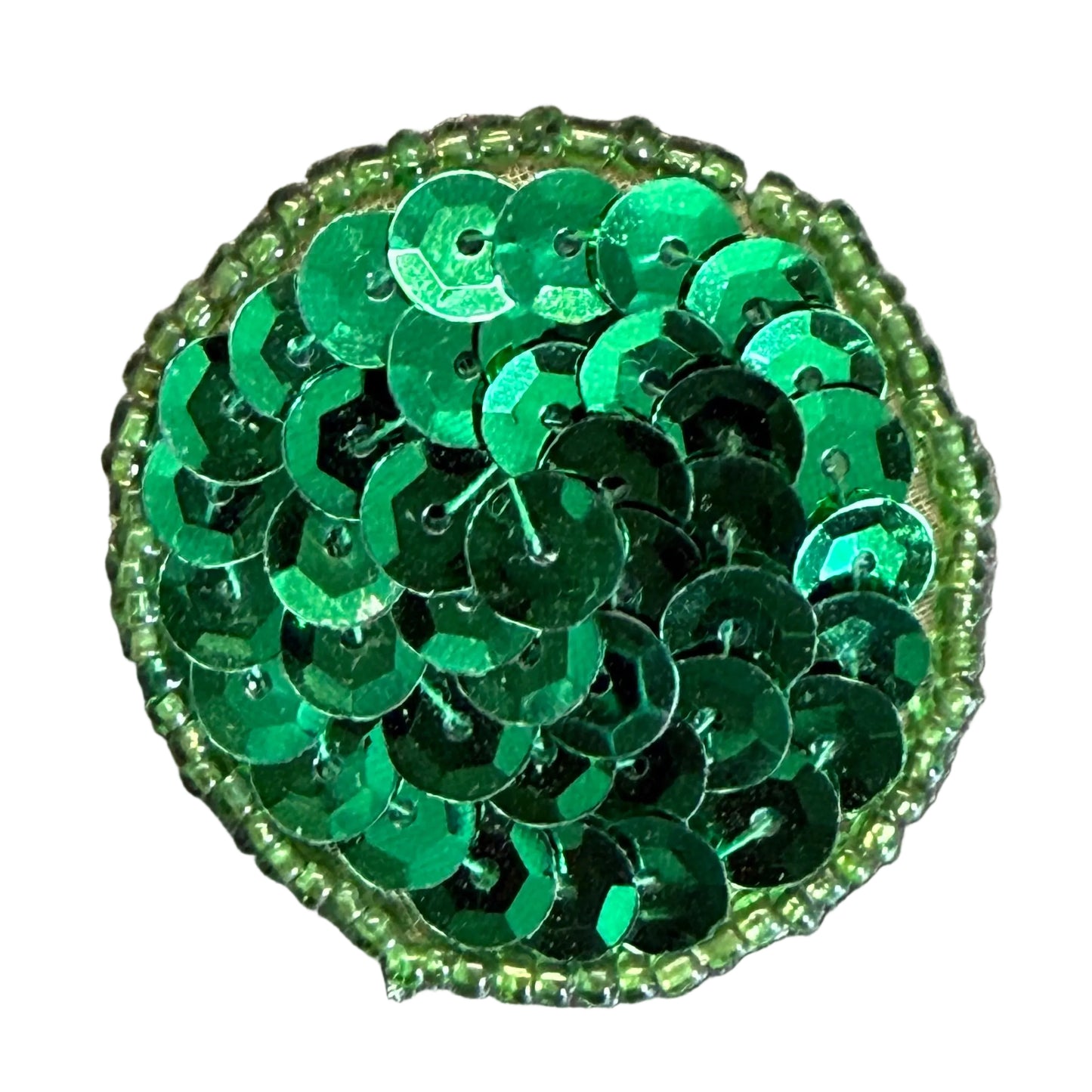 Dot Appliqué - Green Sequins - Glass Beads1.5”