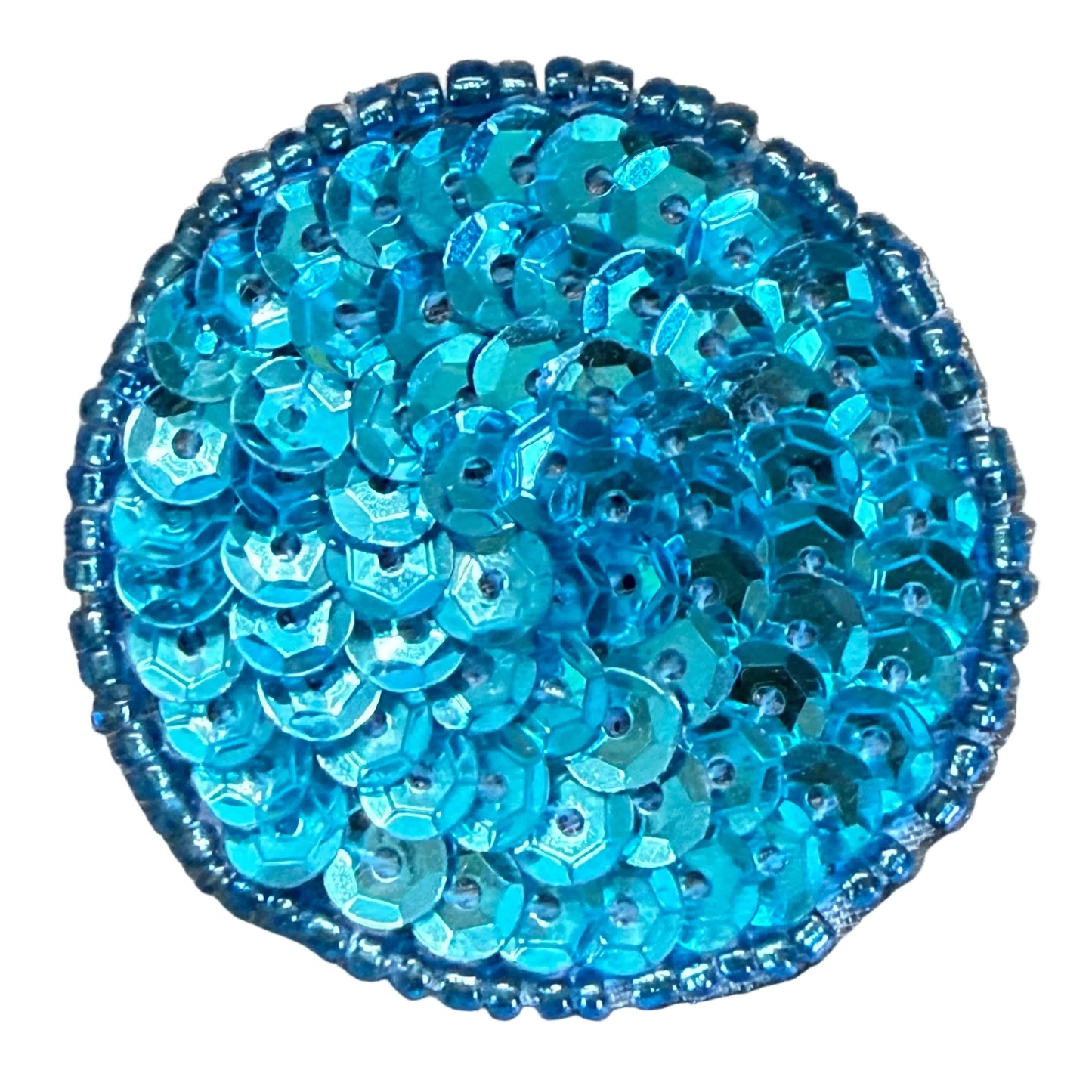 Dot Applique - Turquoise Sequins - Glass Beads 1.5"