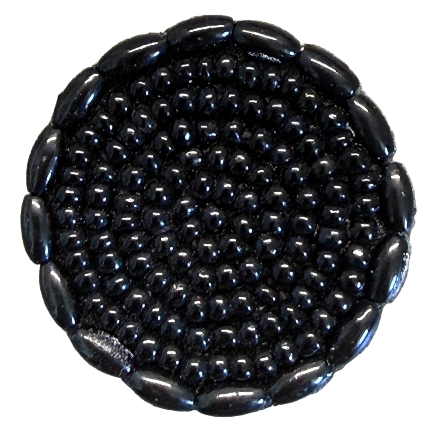 Dot Appliqué - Black Glass/Bugle Beads 1.25"