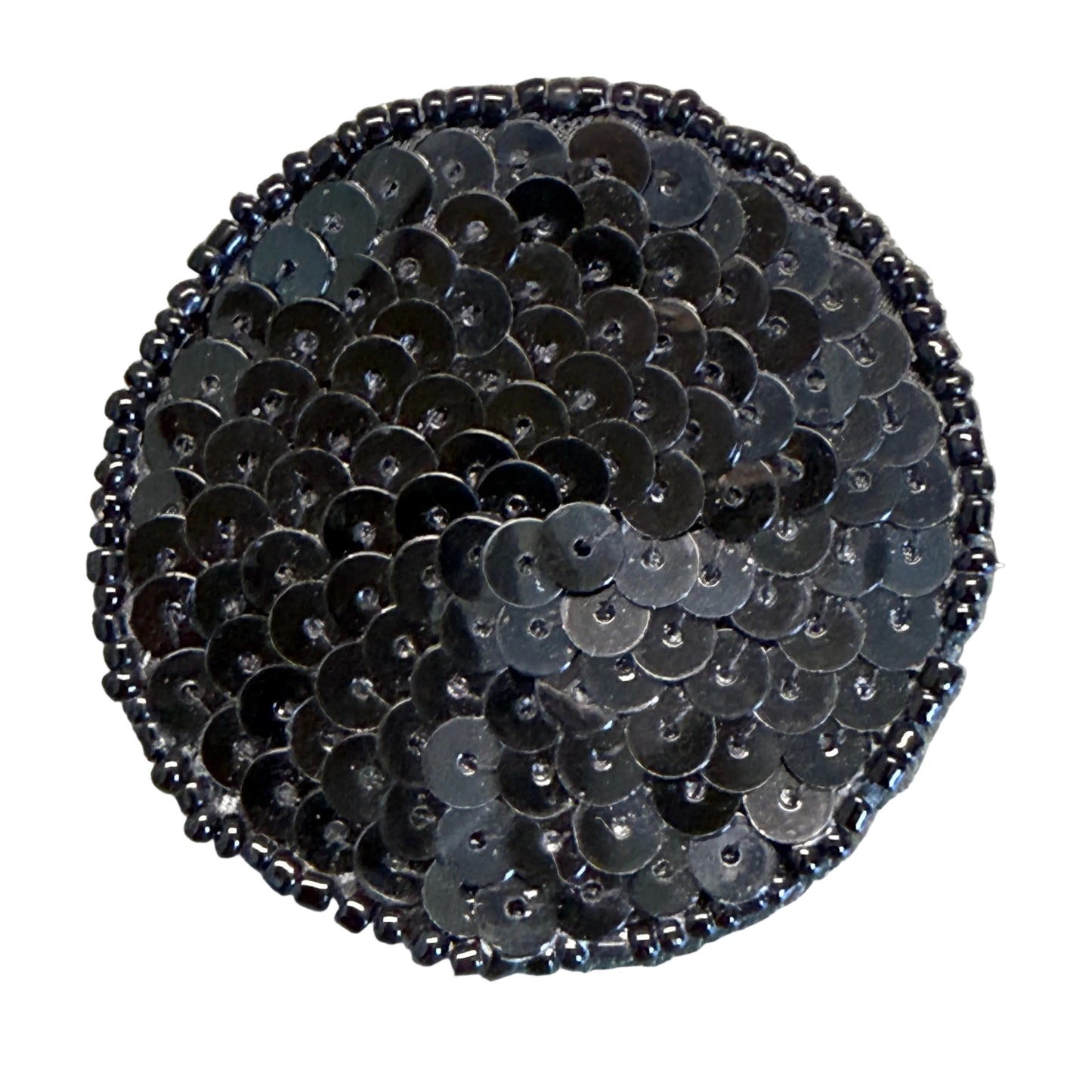 Dot Appliqué - Black Flat Sequins - Glass Beads 2"