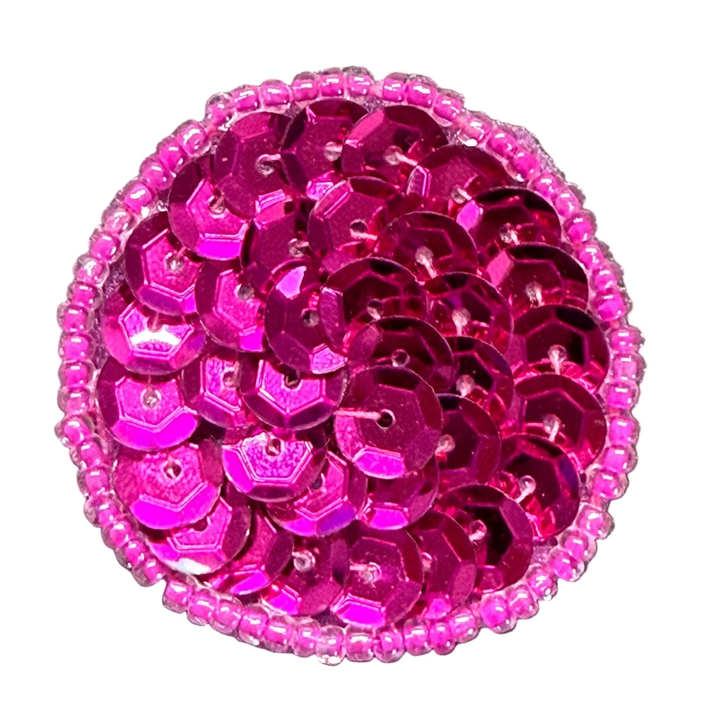 Dot Appliqué - Fuchsia Sequins - Glass Beads 1.25"