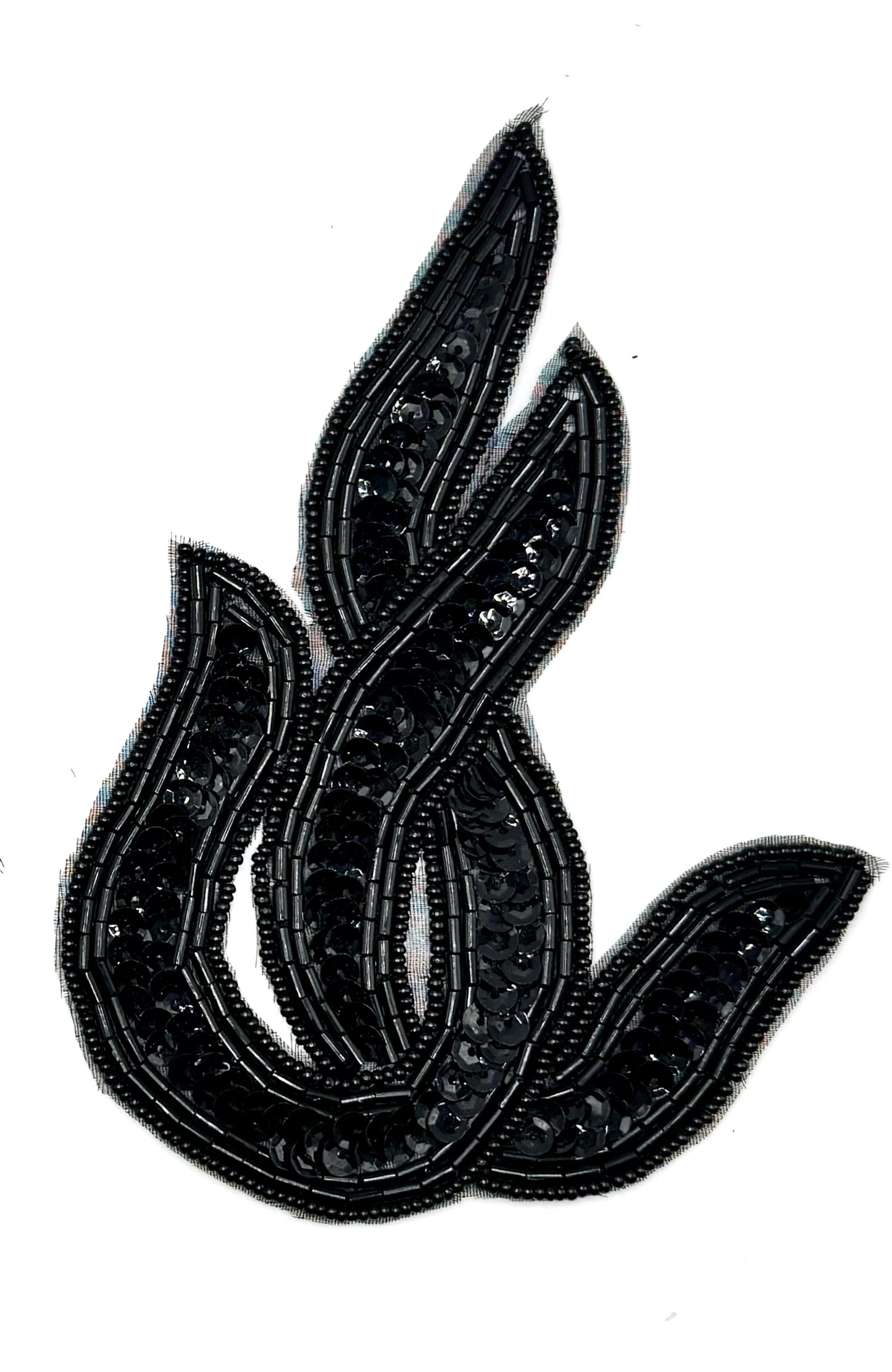 Diseño Motivo Trenzado Con Lentejuelas Negras Y Cuentas Negras 15,24 cm x 10,16 cm