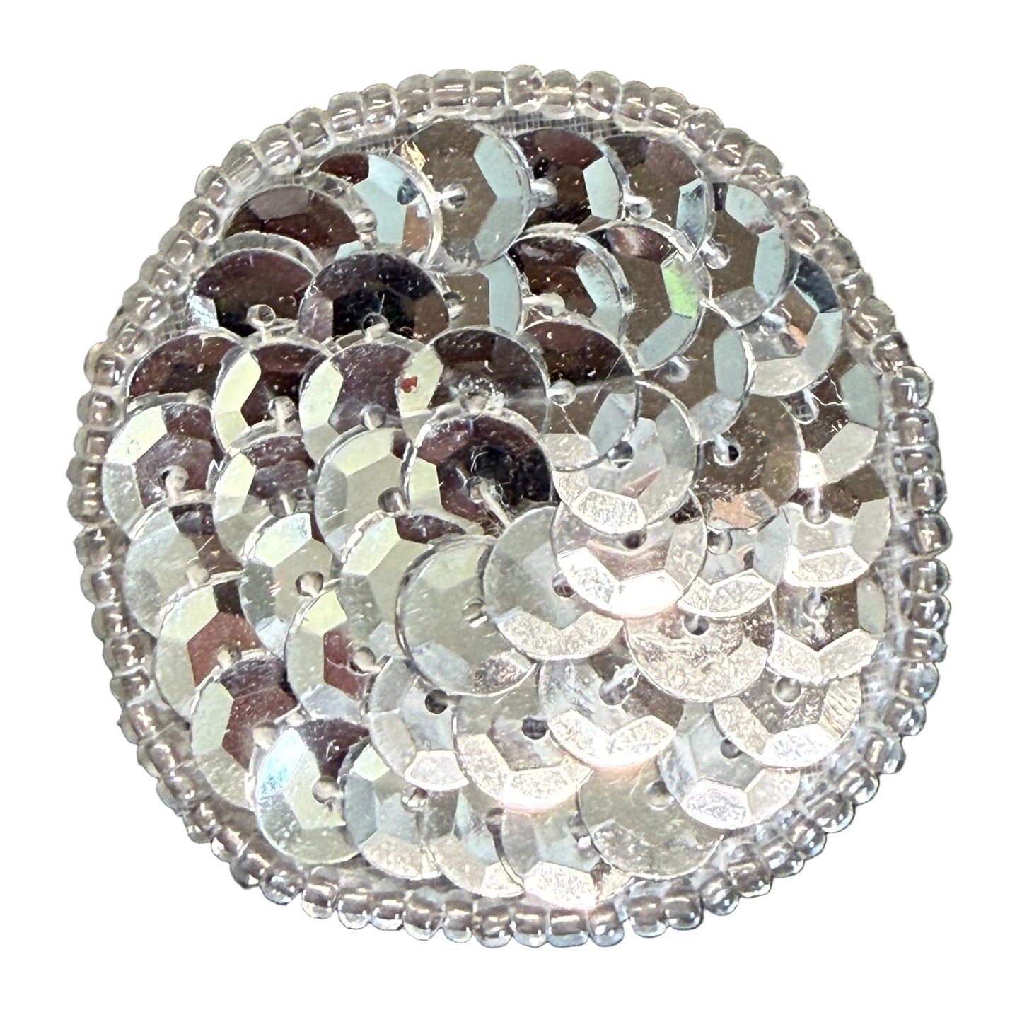 Dots Appliqué - Silver Sequins - Choice of Color Beads 1.5"