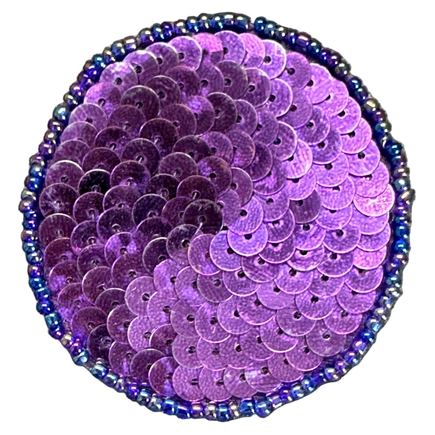 Dot Appliqué - Purple Sequins and Multicolored Glass Beads - Choice of Sizes .75", 1", 1.5", or 2"