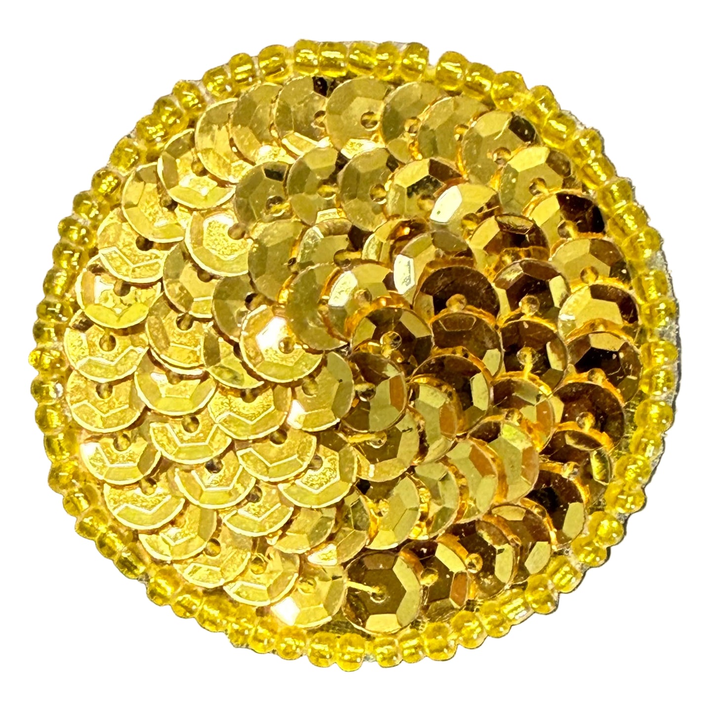Dot Appliqué - Bright Gold Cup Sequins - Glass Beads - Choice of Sizes 1" or 1.5"