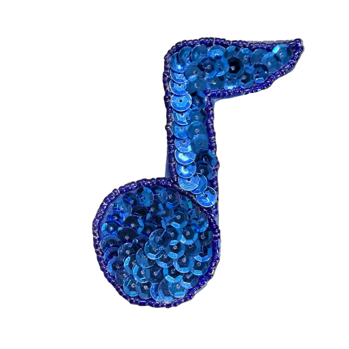 Aplicación de una nota con lentejuelas y cuentas azul real 10.16 cm x 7.62 cm