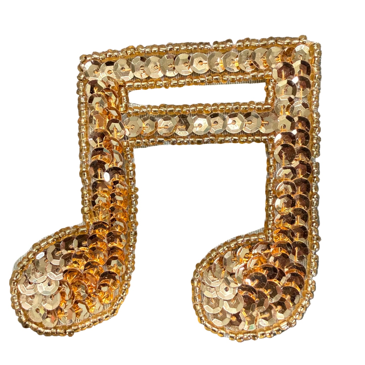Doble nota musical - Cuentas y lentejuelas doradas 6.35 x 6.35 cm