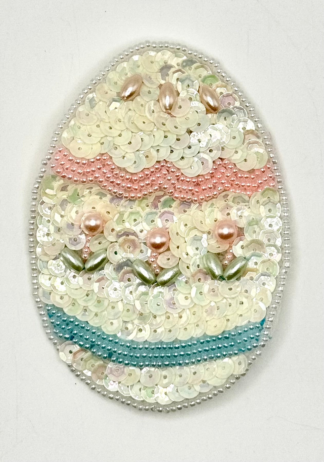 Iridescent Easter Egg Sequin Beaded 3.5" x 2.5"