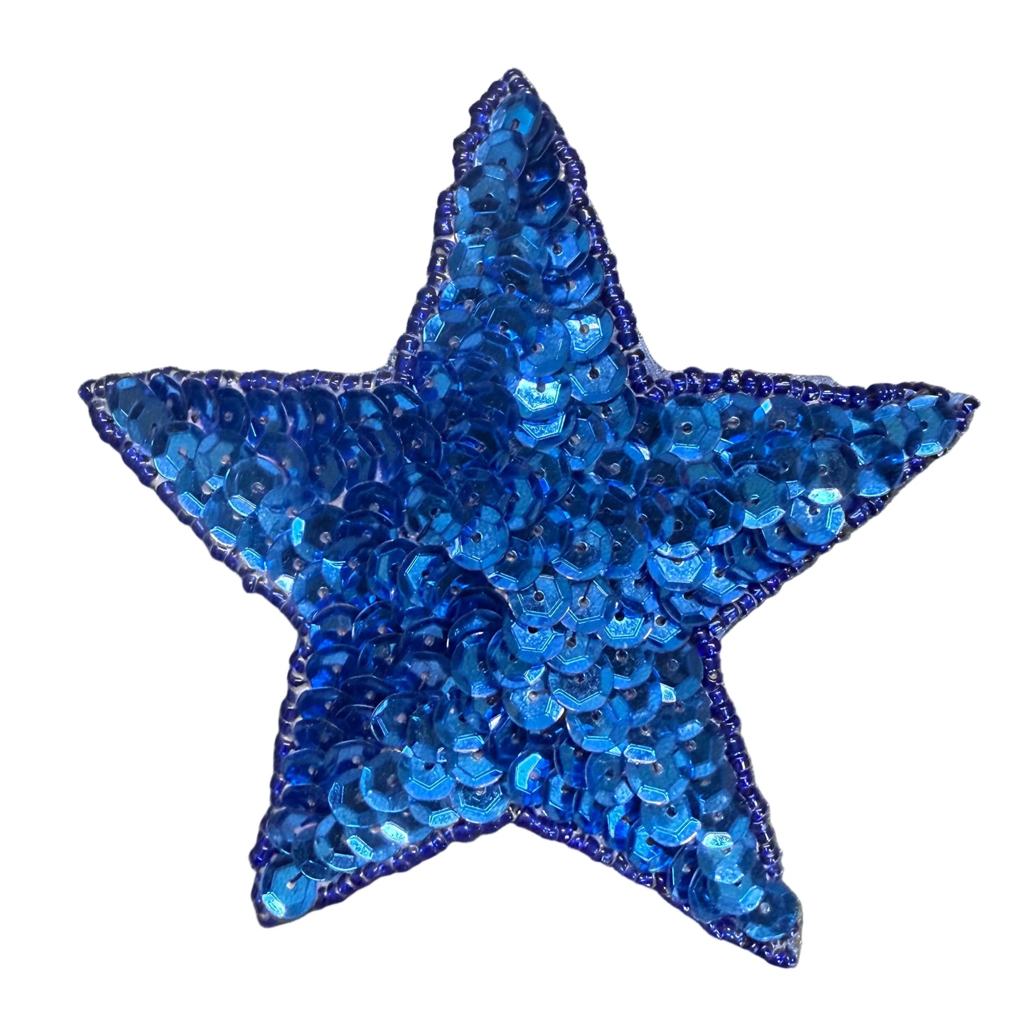 Star Appliqué - Royal Blue Sequins - Glass Beads 4"