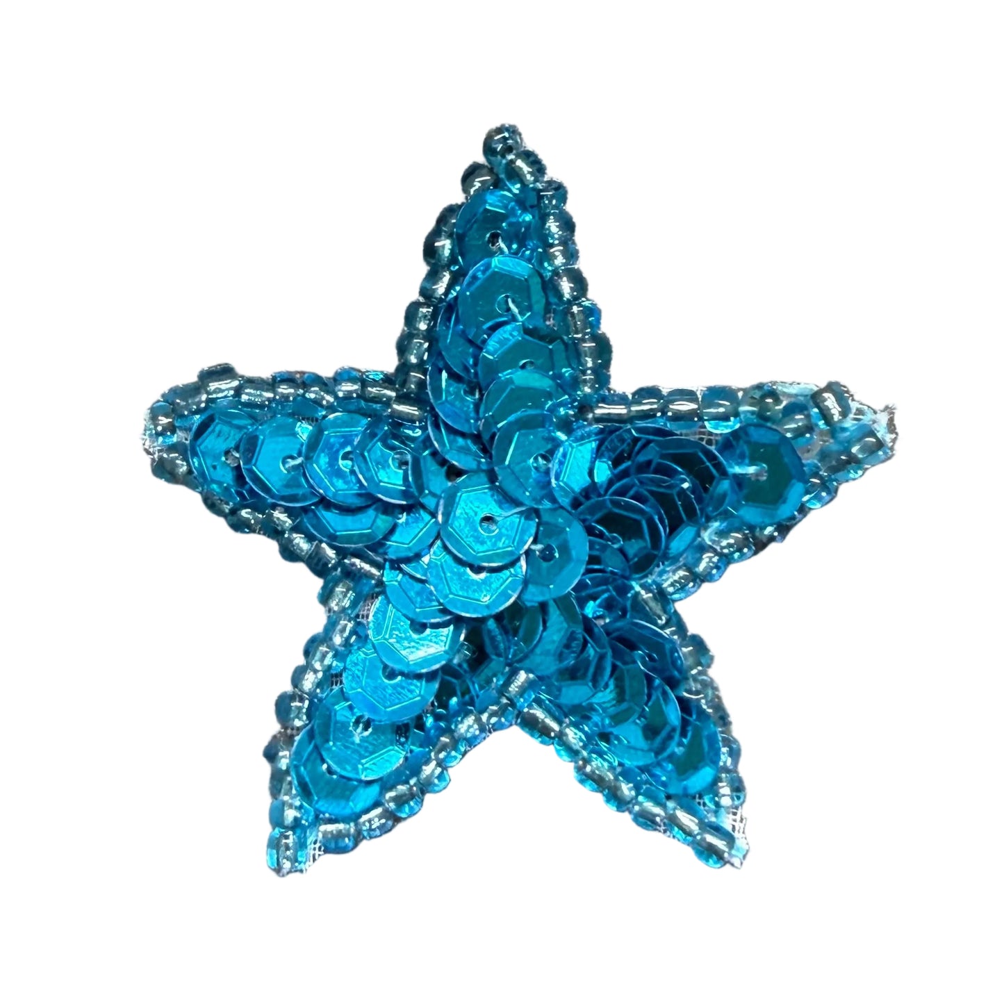 Star Appliqué - Turquoise Sequins - Glass Beads 1.5"