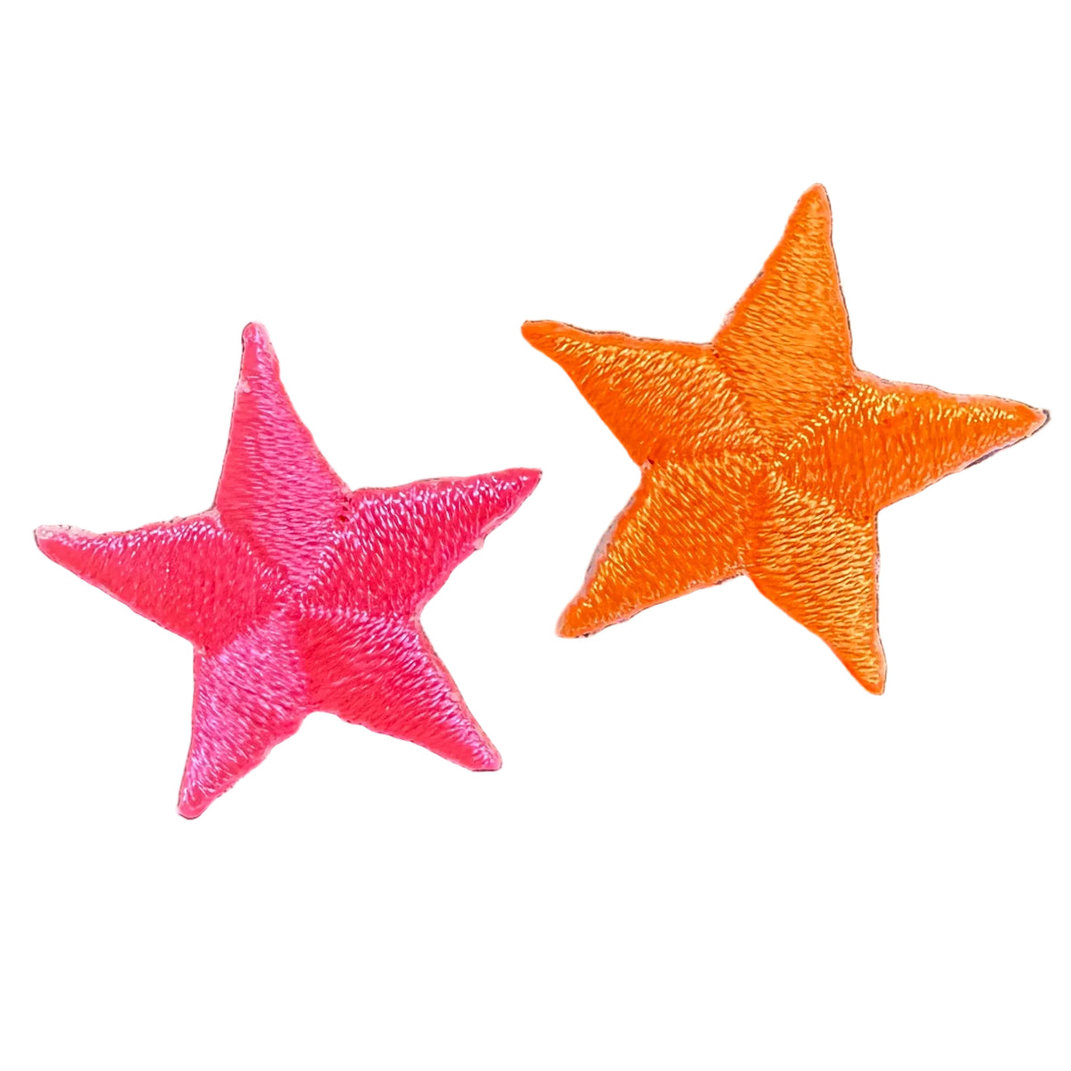 Stars Embroidered Iron-on - Set of Three or Two Neon Pink/Orange/Yellow .75"