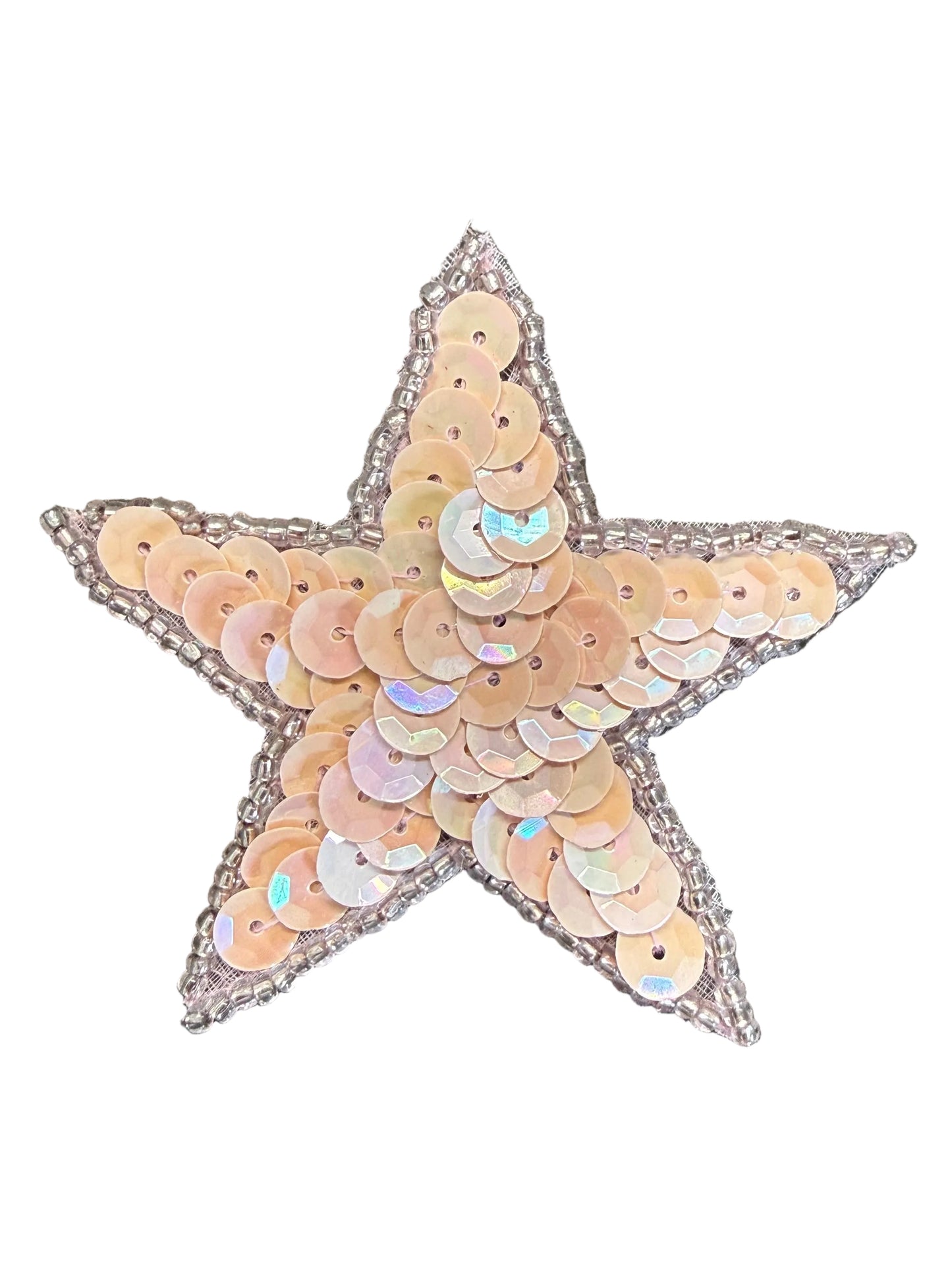 Star Appliqué - Beige Sequins - Glass Beads 2.5"