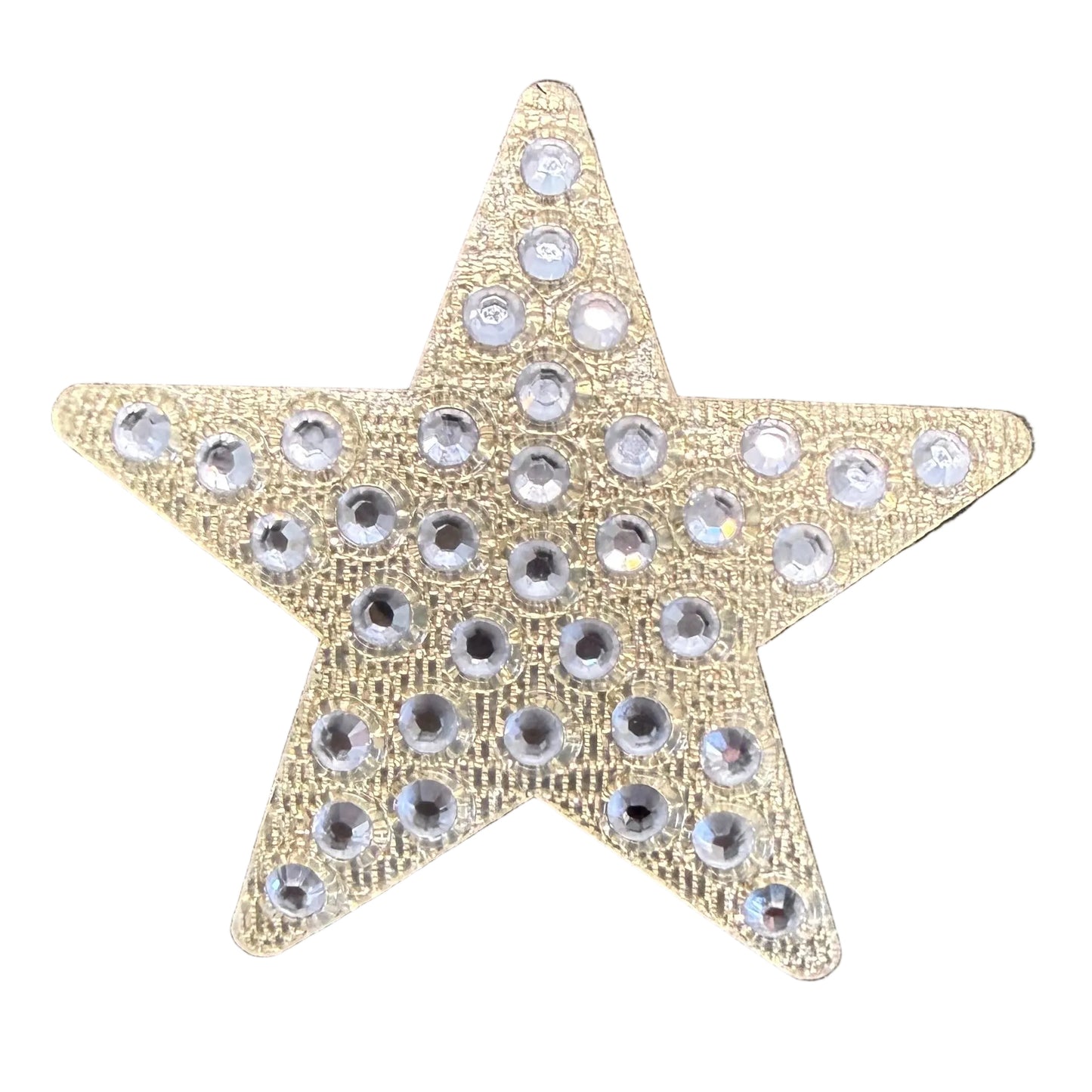 Star - Clear Rhinestones on Metallic Gold Backing 2"
