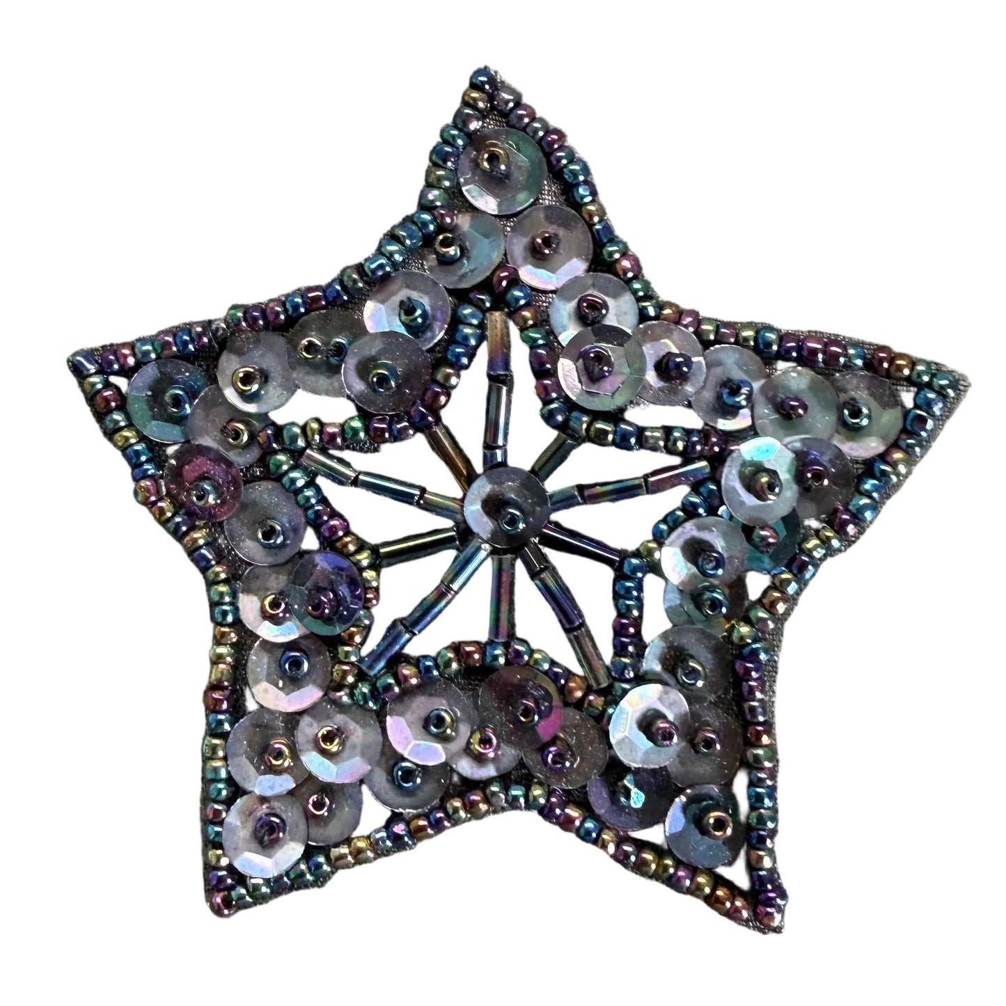 Star Appliqué - Moonlight Sequins - Glass and Bugle Beads 2.75"