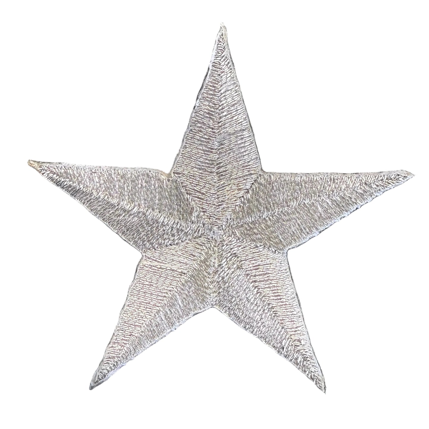 Star Silver Embroidered Iron-on 2"