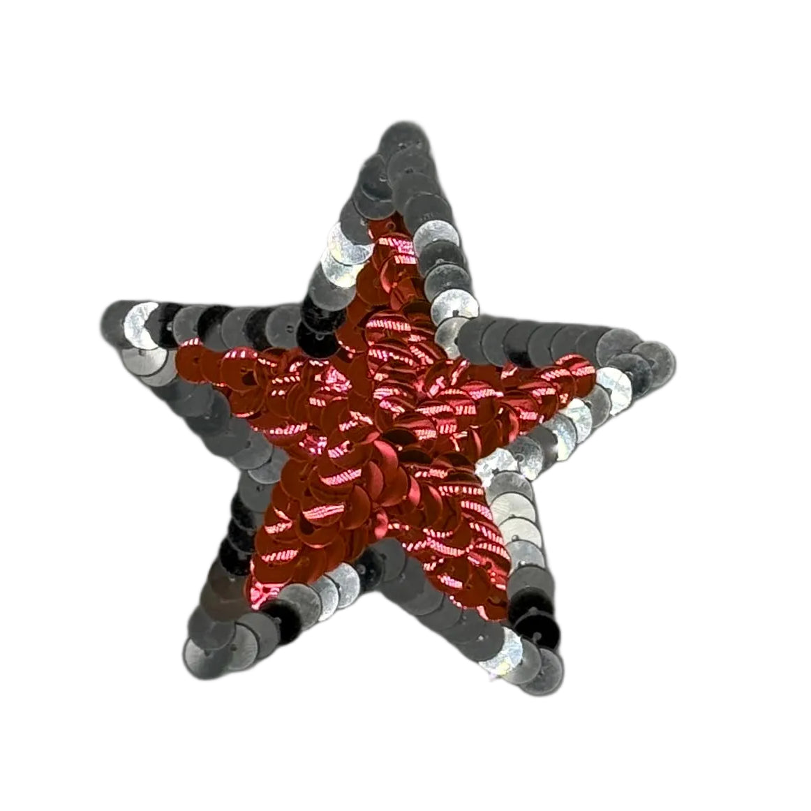 Star Appliqué - Silver and Pink Sequins 3"