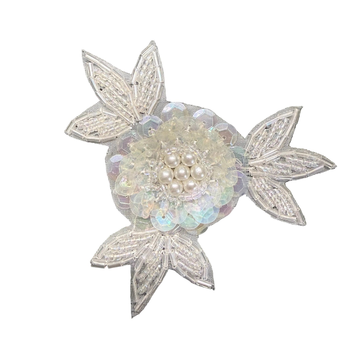 Aplicación floral con lentejuelas iridiscentes y cuentas de 7,62 cm