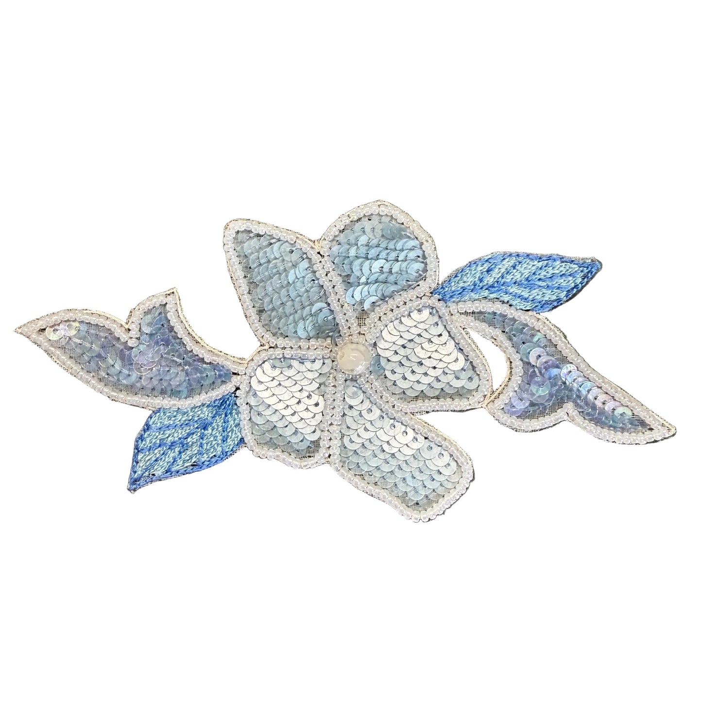 Flor con azules de dos tonos y gris 3" x 6"