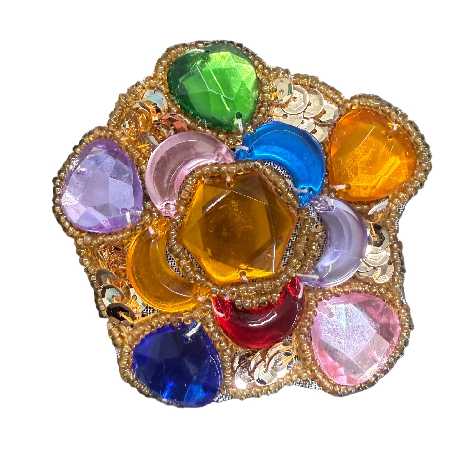 3" Multicolor Gemstone Beaded Sequin Appliqué