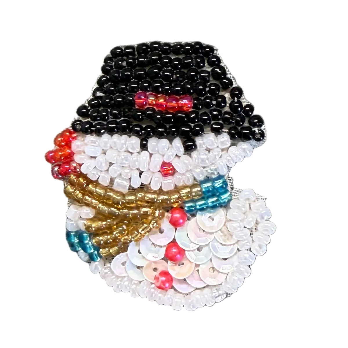 Muñeco de Nieve con Lentejuelas Blancas y Cuentas Multicolor 3.8 cm x 3.8 cm