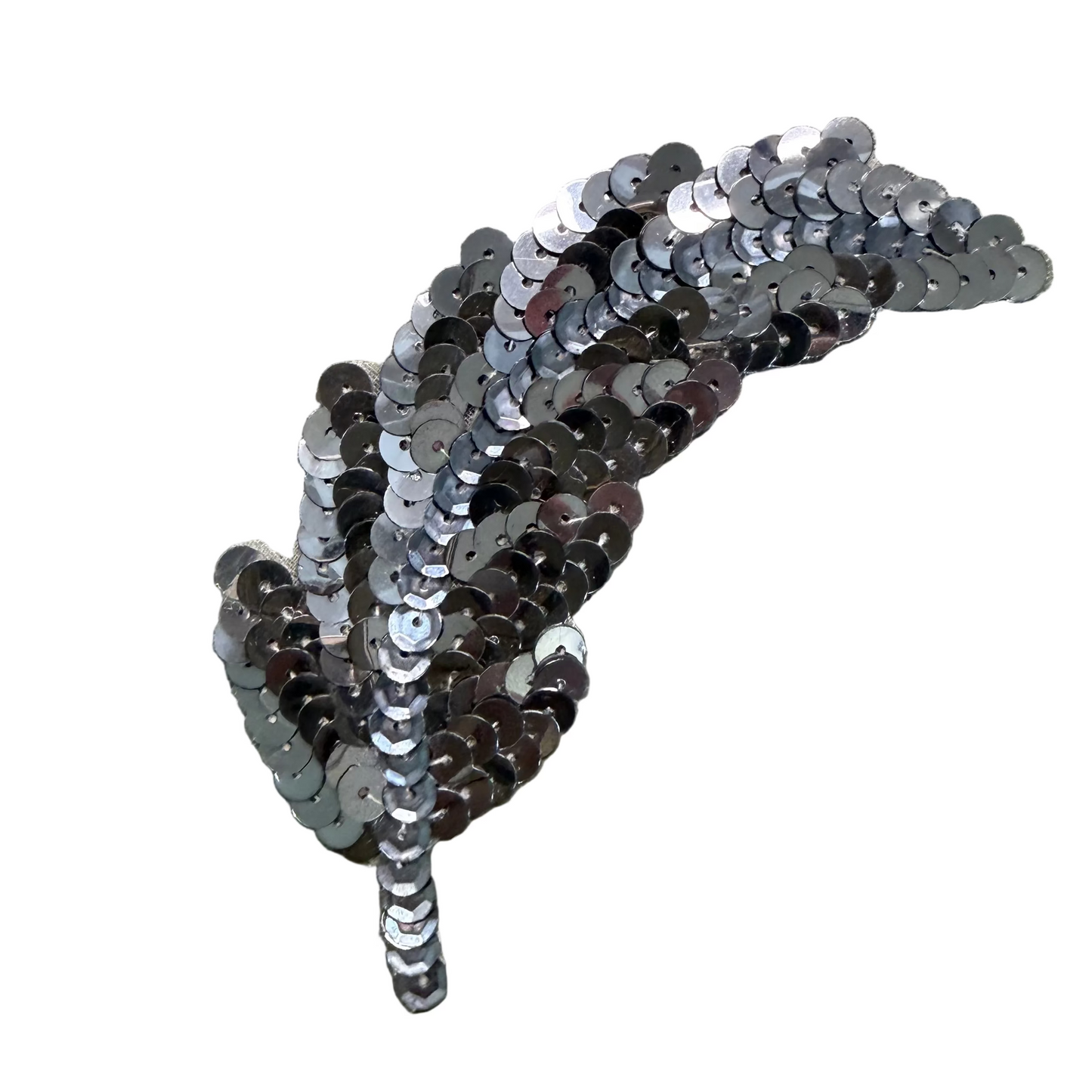 Gunmetal Sequin Leaf Appliqué 4"