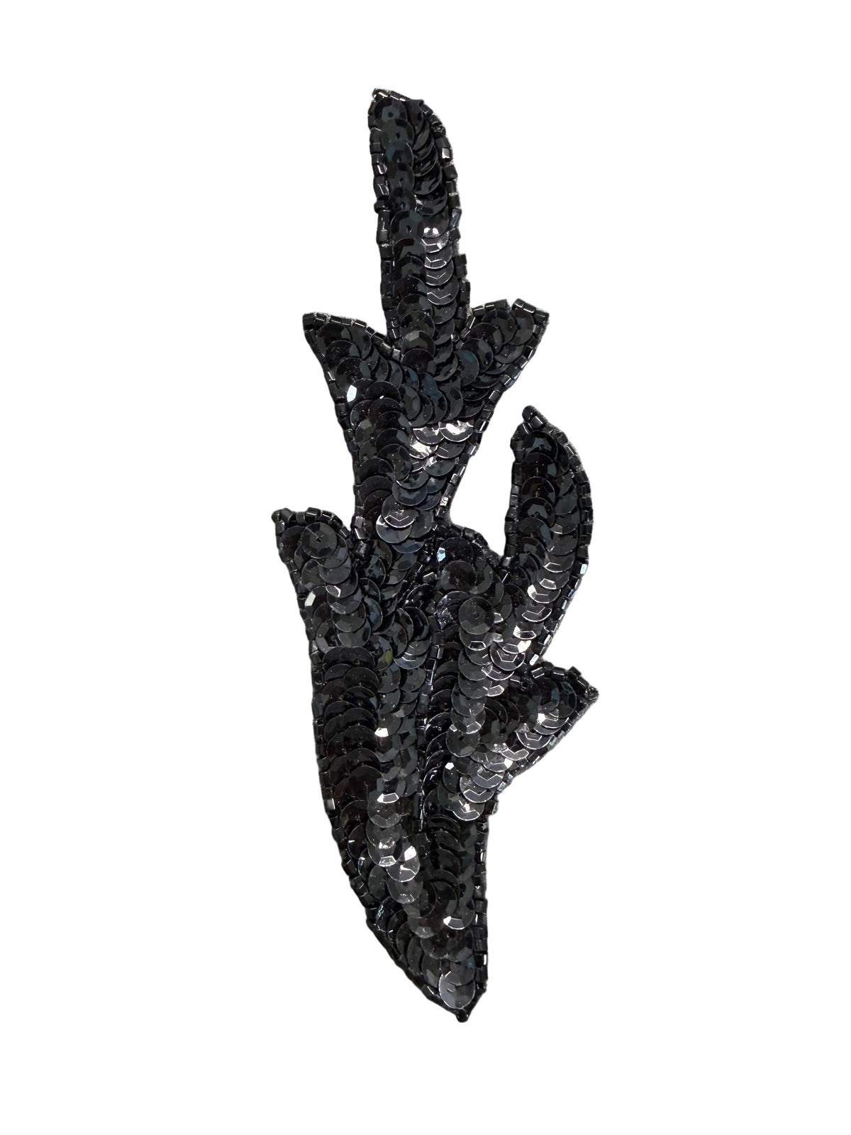 Hoja con lentejuelas y cuentas negras de 17.78 x 6.35 cm