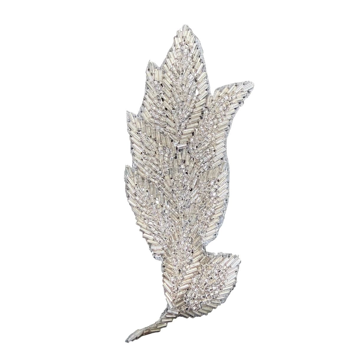 Par de hojas con cuentas de plata de 5.5" x 2"