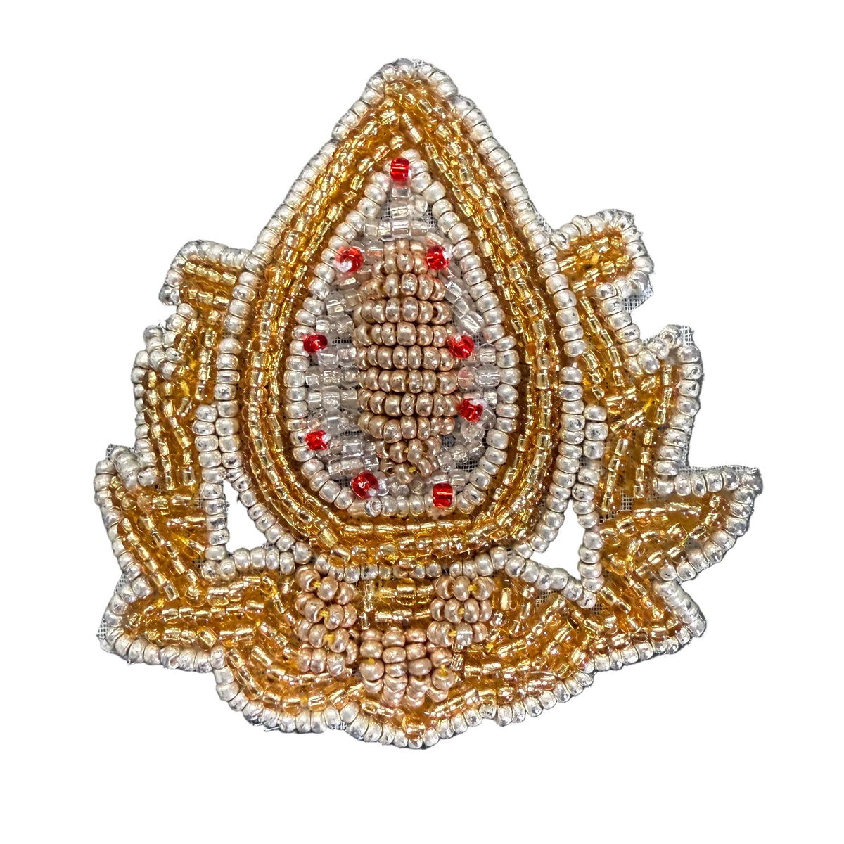 PAQUETE DE 12 - Cresta de lingotes con hilo dorado o bronce y cuentas 8 cuentas rojas 7,6 cm x 6,35 cm