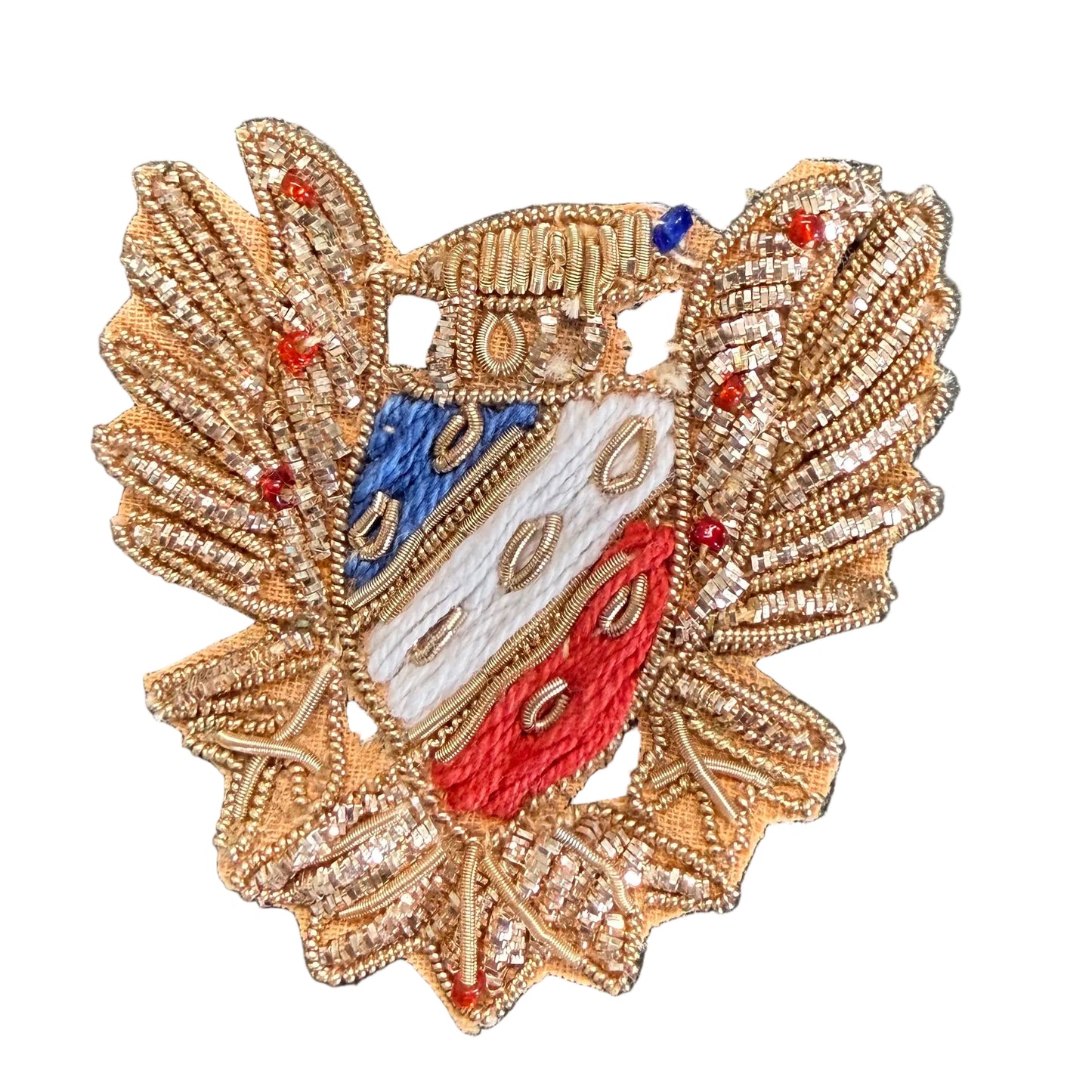 Double-Headed Eagle Crest Patch – Gold Bullion - Red White Blue Shield 2.25" x 2.25"