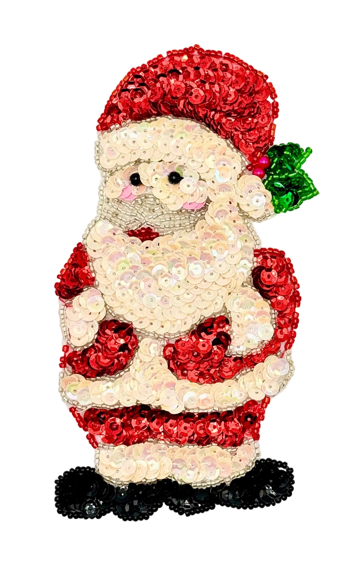 Papá Noel con gorro y acebo 5.75" x 3"