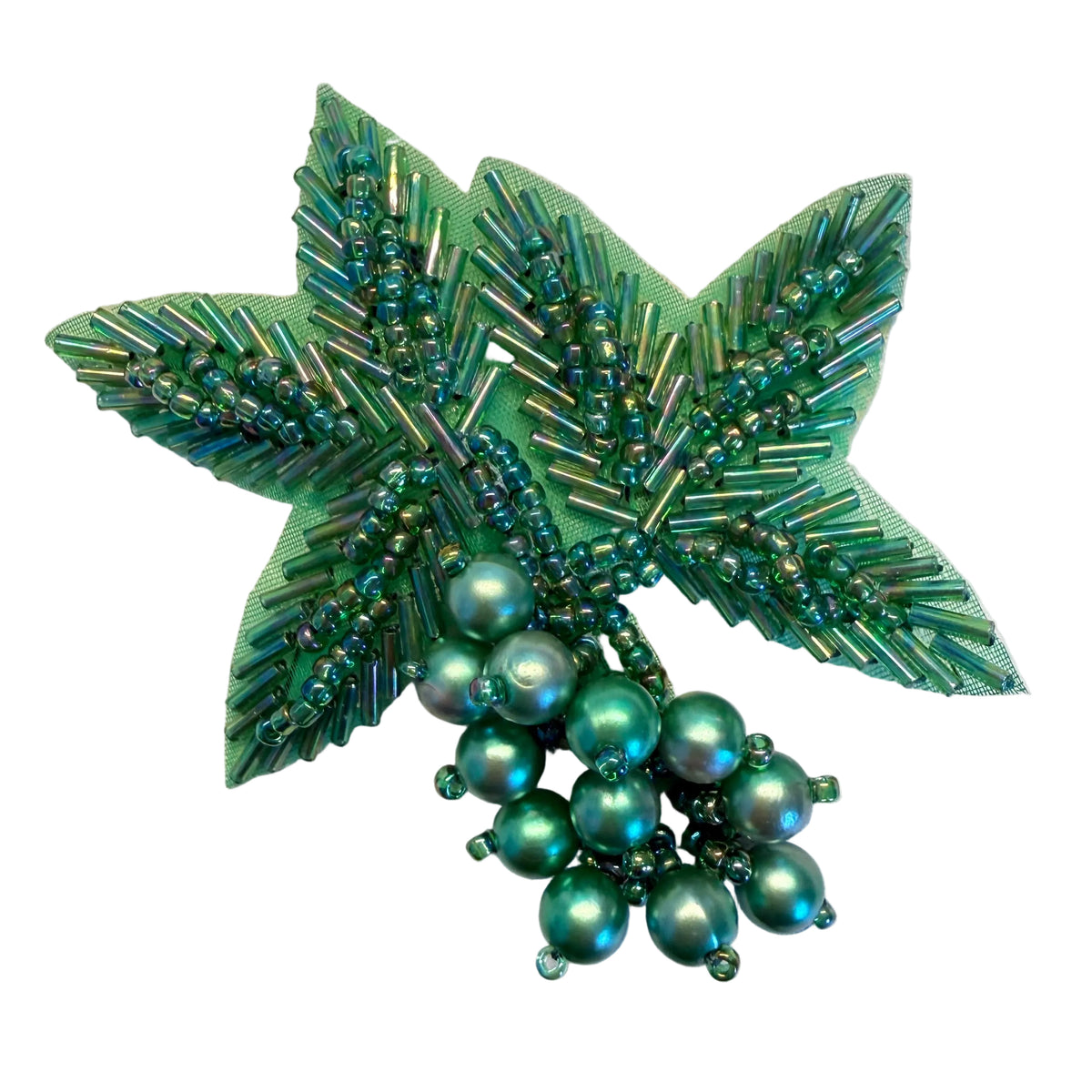 Flor con Cuentas Verdes 3.5" x 3"