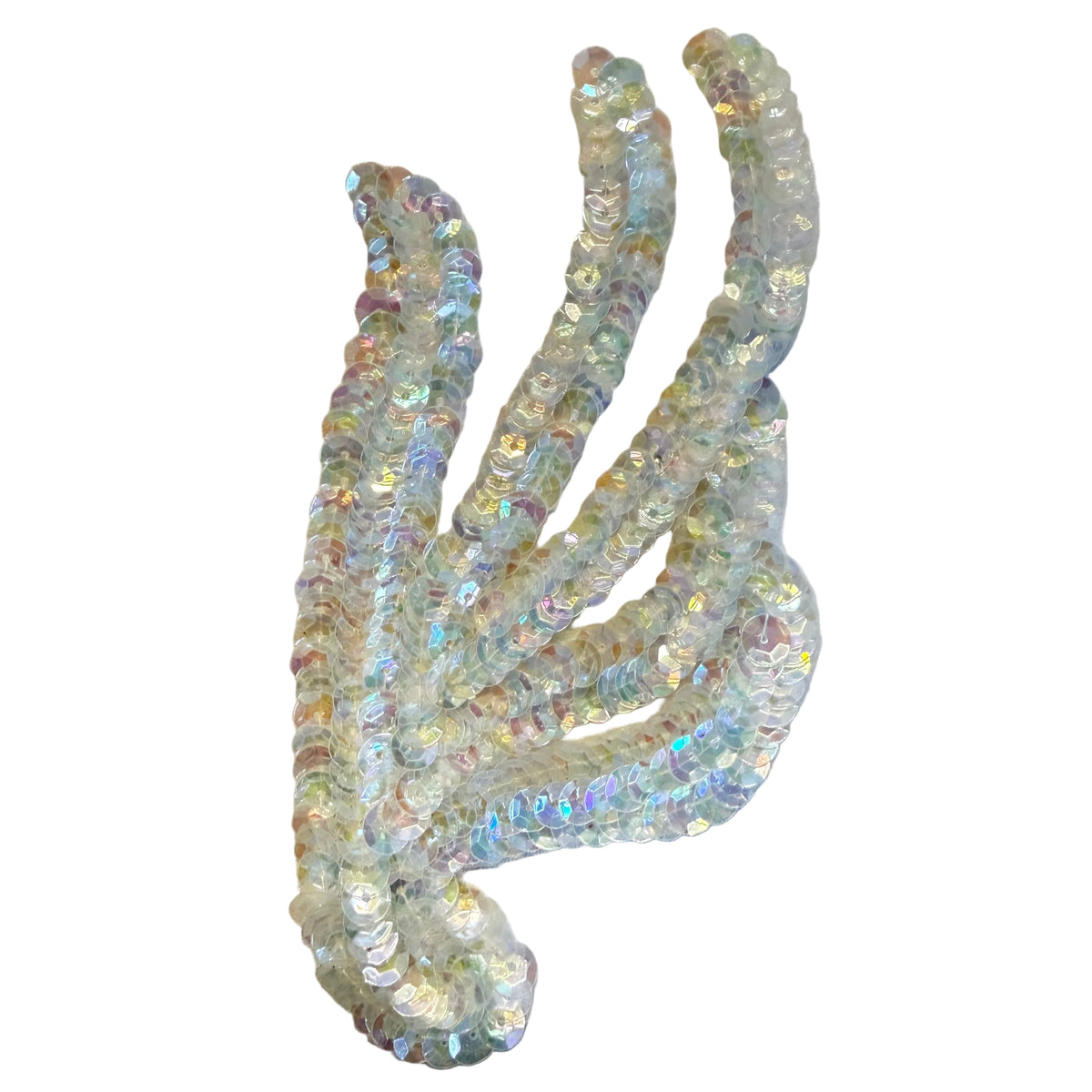 Iridescent Sequin Leaf Appliqué, Pair or Single L, 5.75 x 2.75 in