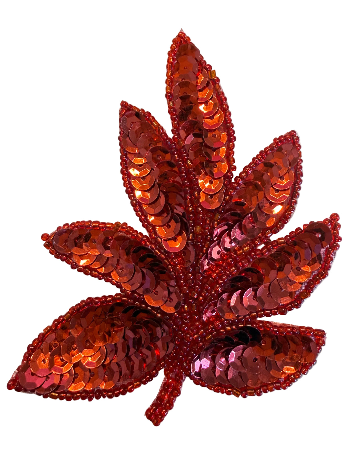 Hoja con lentejuelas rojas y abalorios 10,16 cm x 7,62 cm