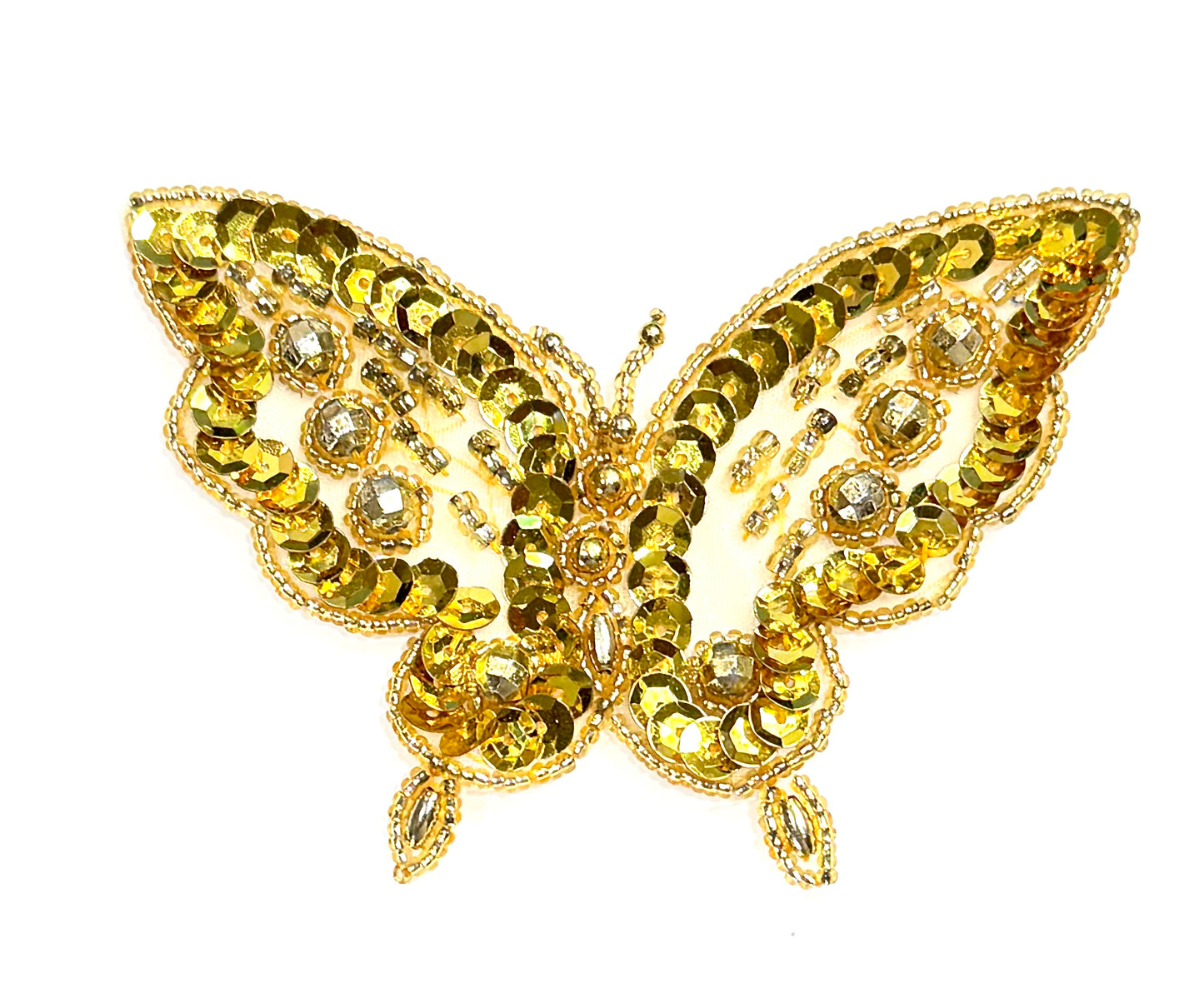 Butterfly with Gold Sequins and Beads 3.5" x 2.5"