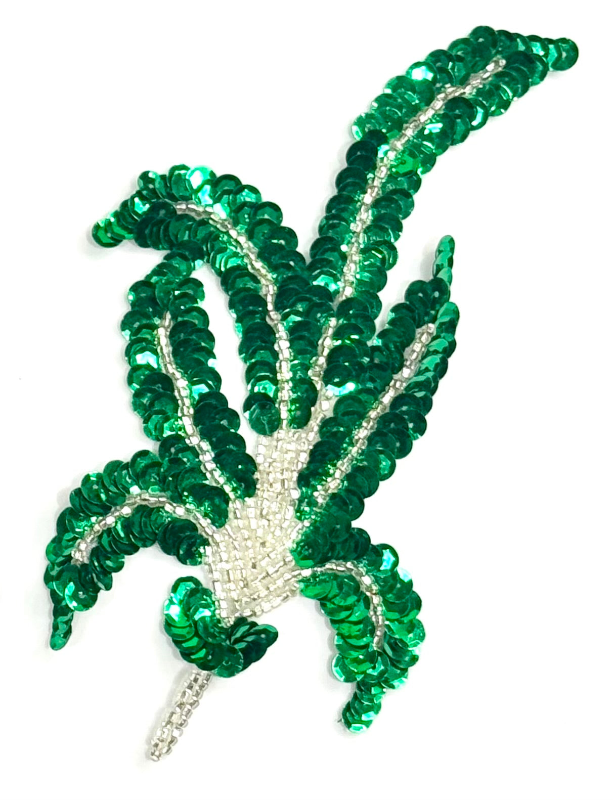 Choice of Leaf Pair or Singles with Green Sequins and Silver Beads 6" x 3"