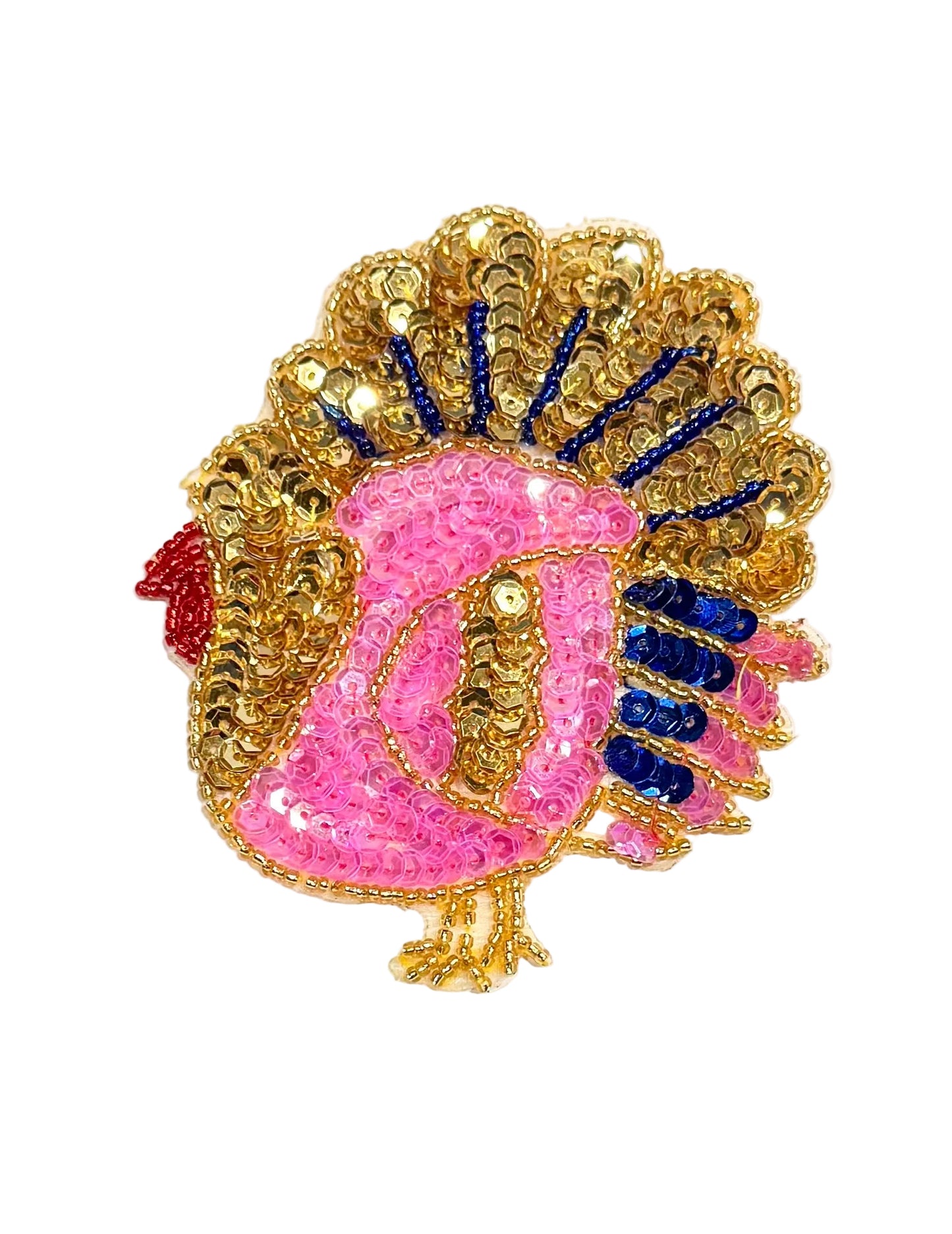 Pavo con lentejuelas y cuentas multicolores 4.25” x 3.5”
