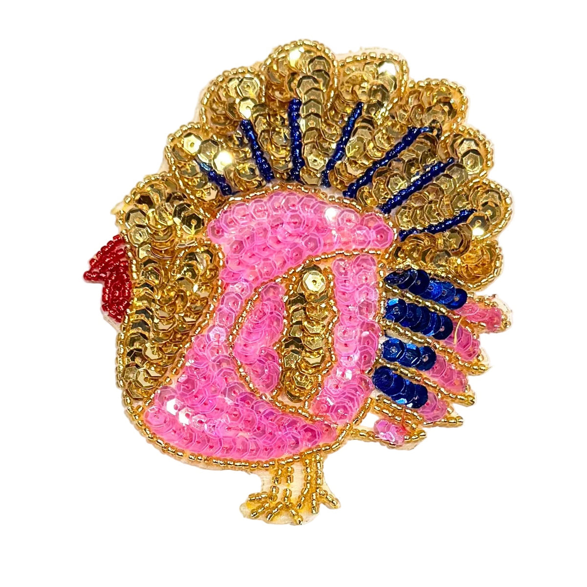 Pavo con lentejuelas y cuentas multicolores 4.25” x 3.5”