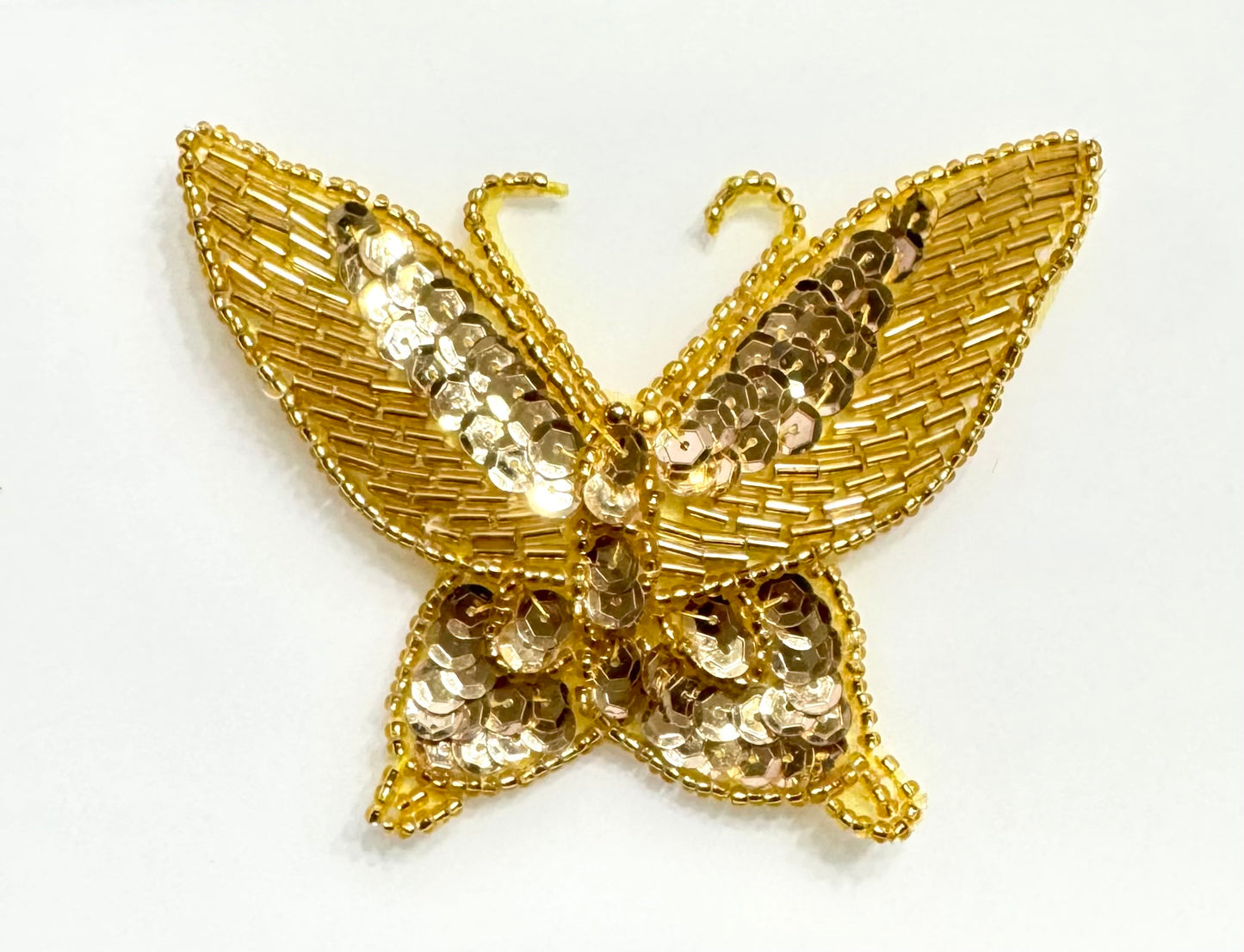 Butterfly with Gold Sequins and Beads 3.75" x 3"