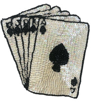 Load image into Gallery viewer, Choice of Size Royal Flush Playing Cards Set with Beige Sequins and Black Beads