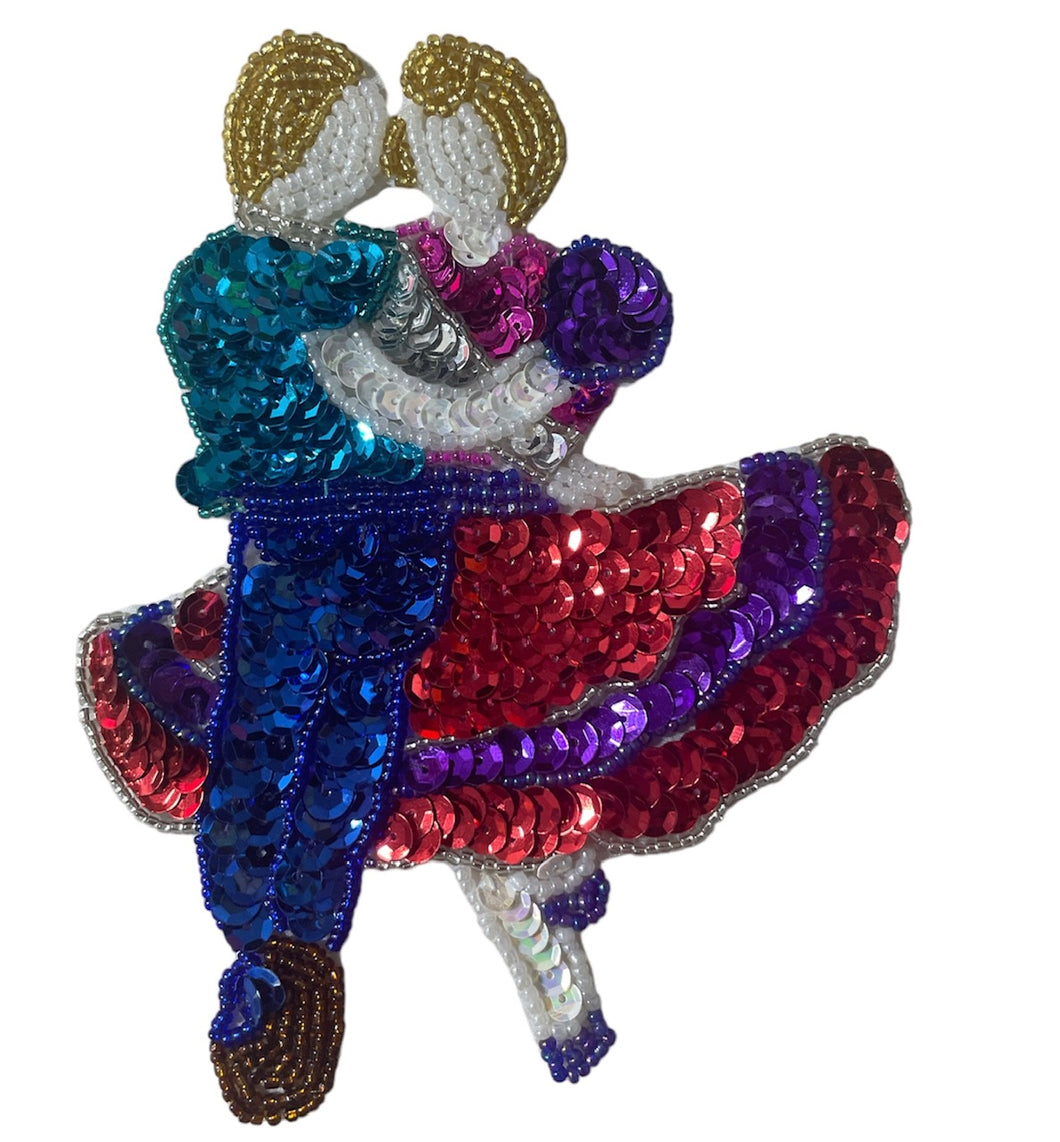 Square Dancing Couple Sequin and Beads 5.5