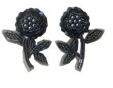 Load image into Gallery viewer, Charcoal Flower Pair with Beads 2.5&quot; x 2&quot;